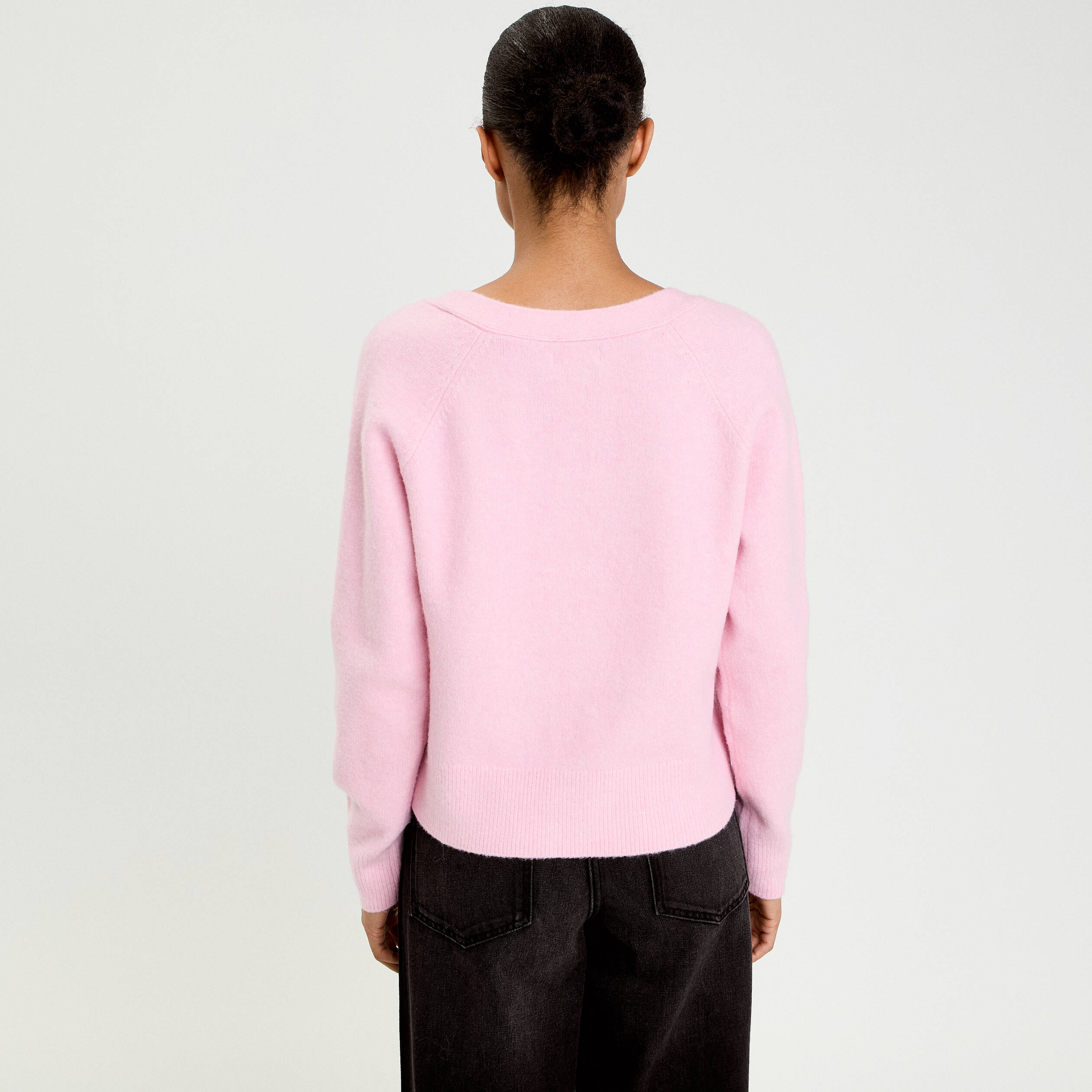 Gilet boutons coeur rose poudr&eacute;e femme
