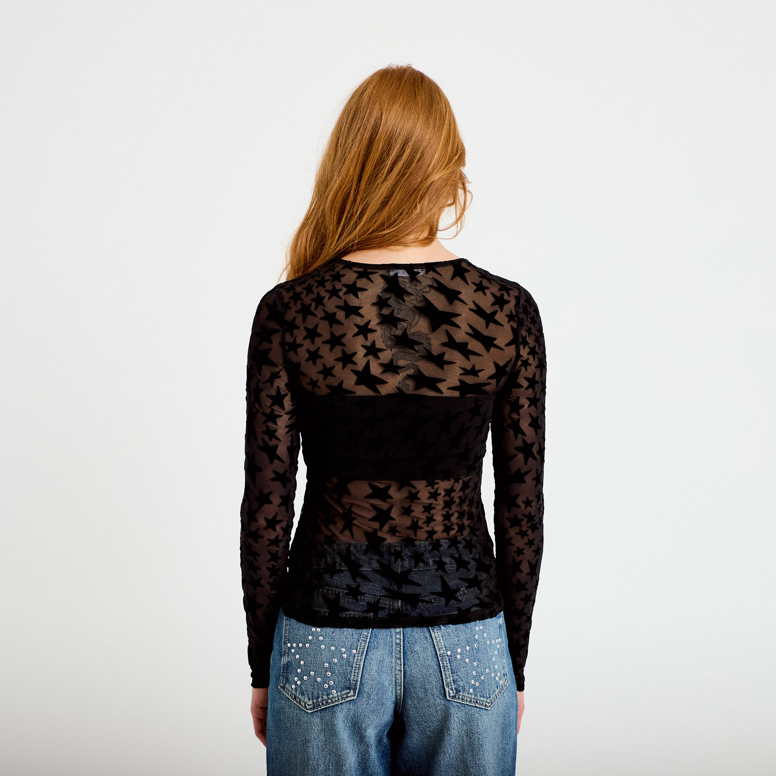 T-shirt ajust&eacute; manches longues noir femme