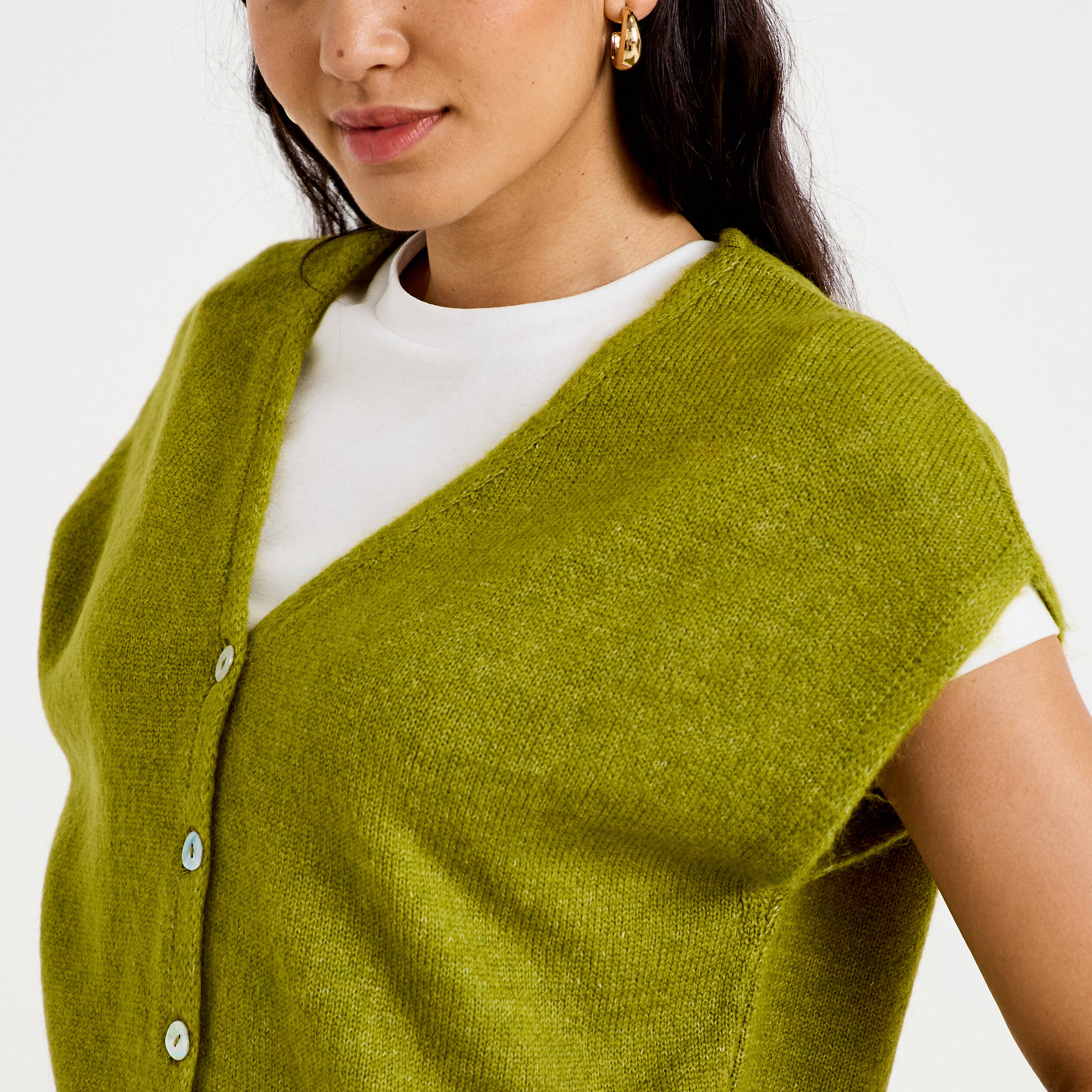 Gilet sans manches vert fonc&eacute; femme