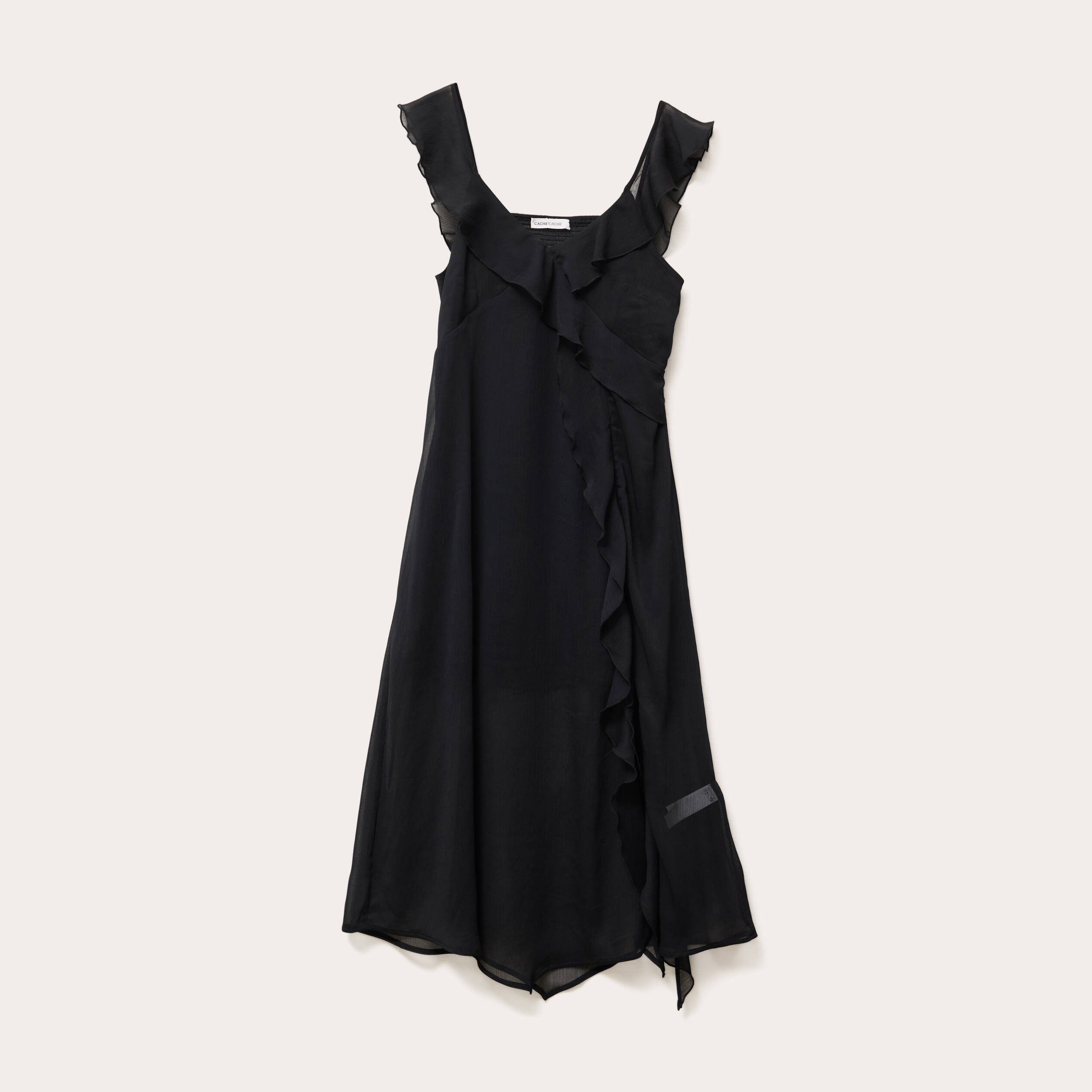 robe longue evasee volants noir femme Robe longue évasée volants noir femme