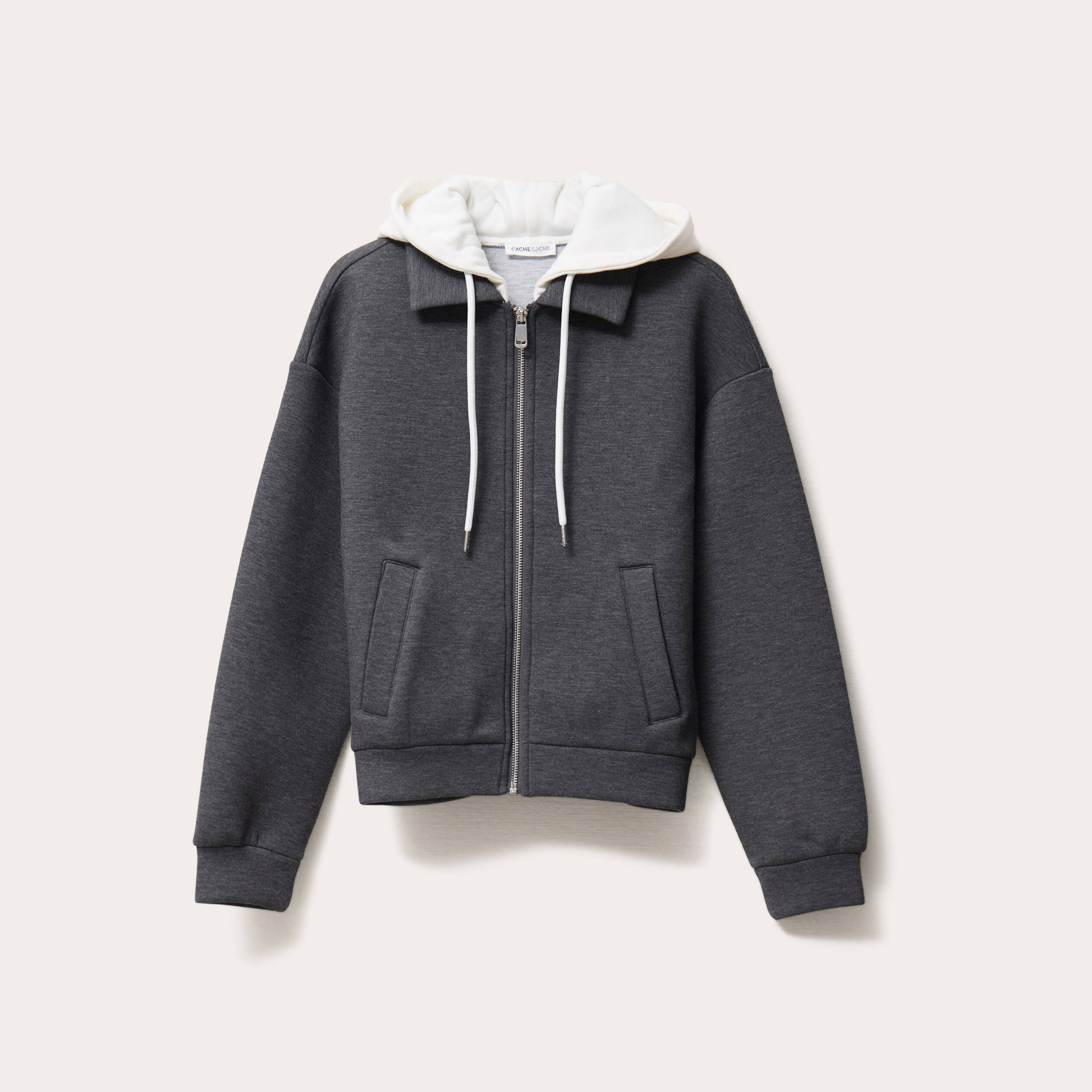 Sweat zippé à capuche gris foncé femme Vibs
