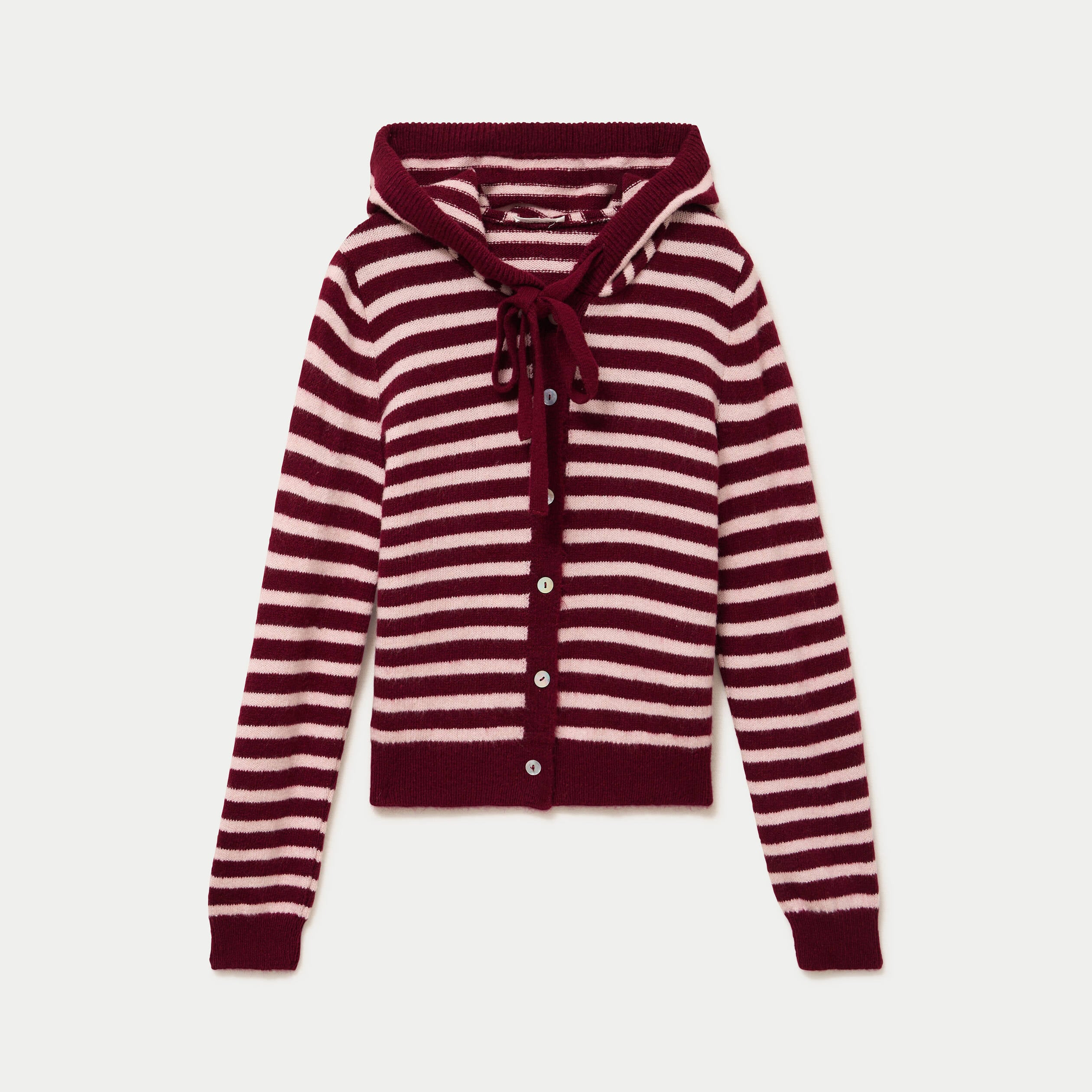 Gilet &agrave; capuche manches longues bordeaux femme