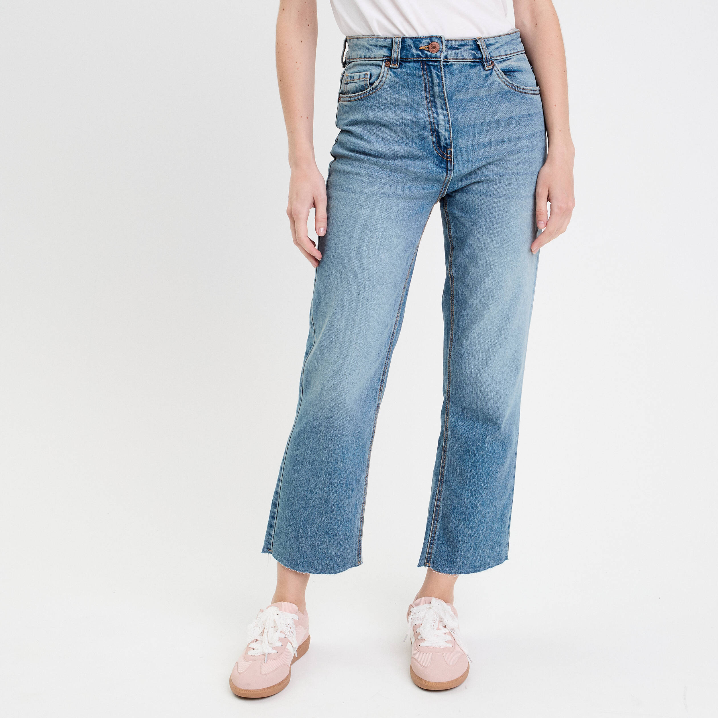 jeans droit taille haute denim dirty femme Jeans droit taille haute denim dirty femme