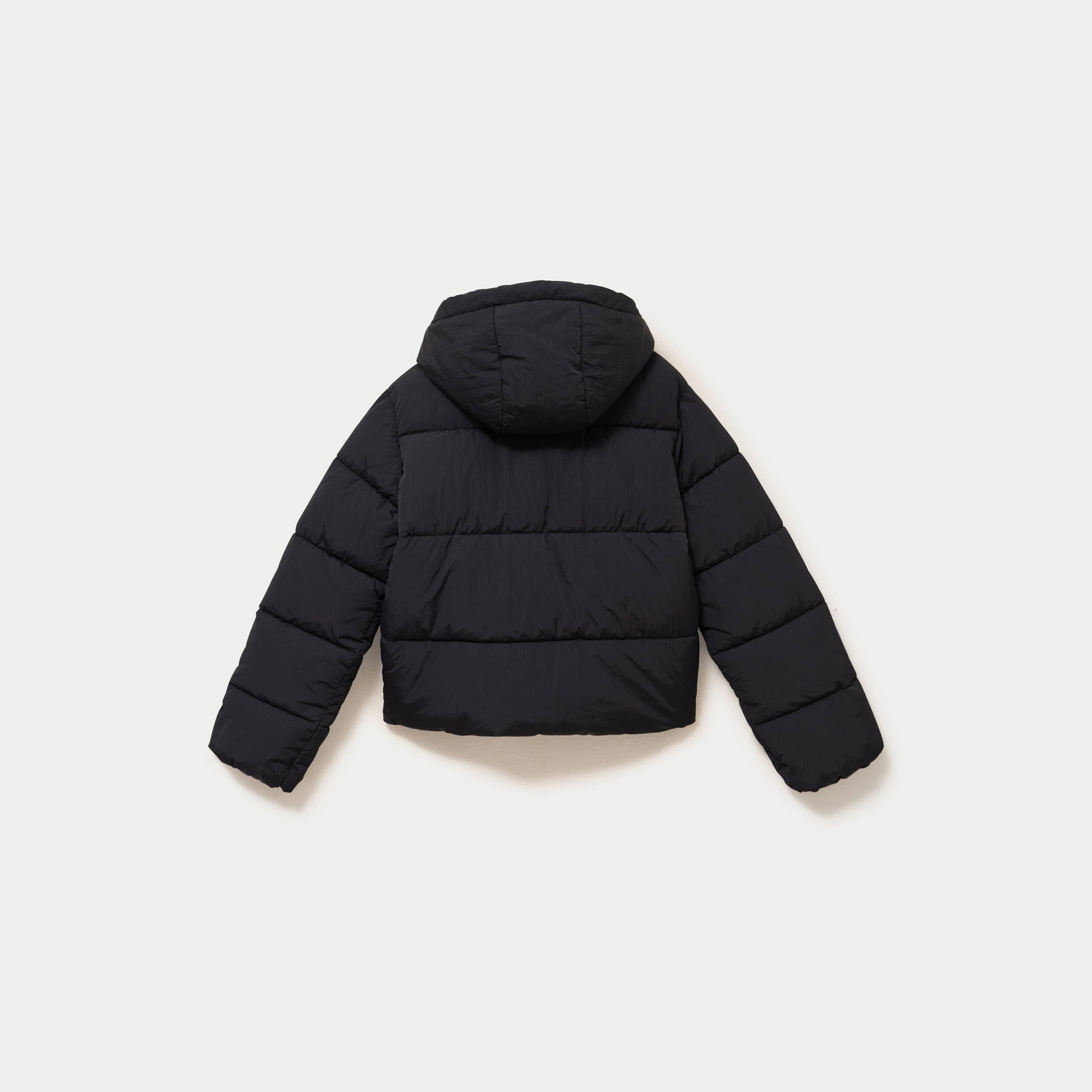 Doudoune droite cropped &agrave; capuche noir femme