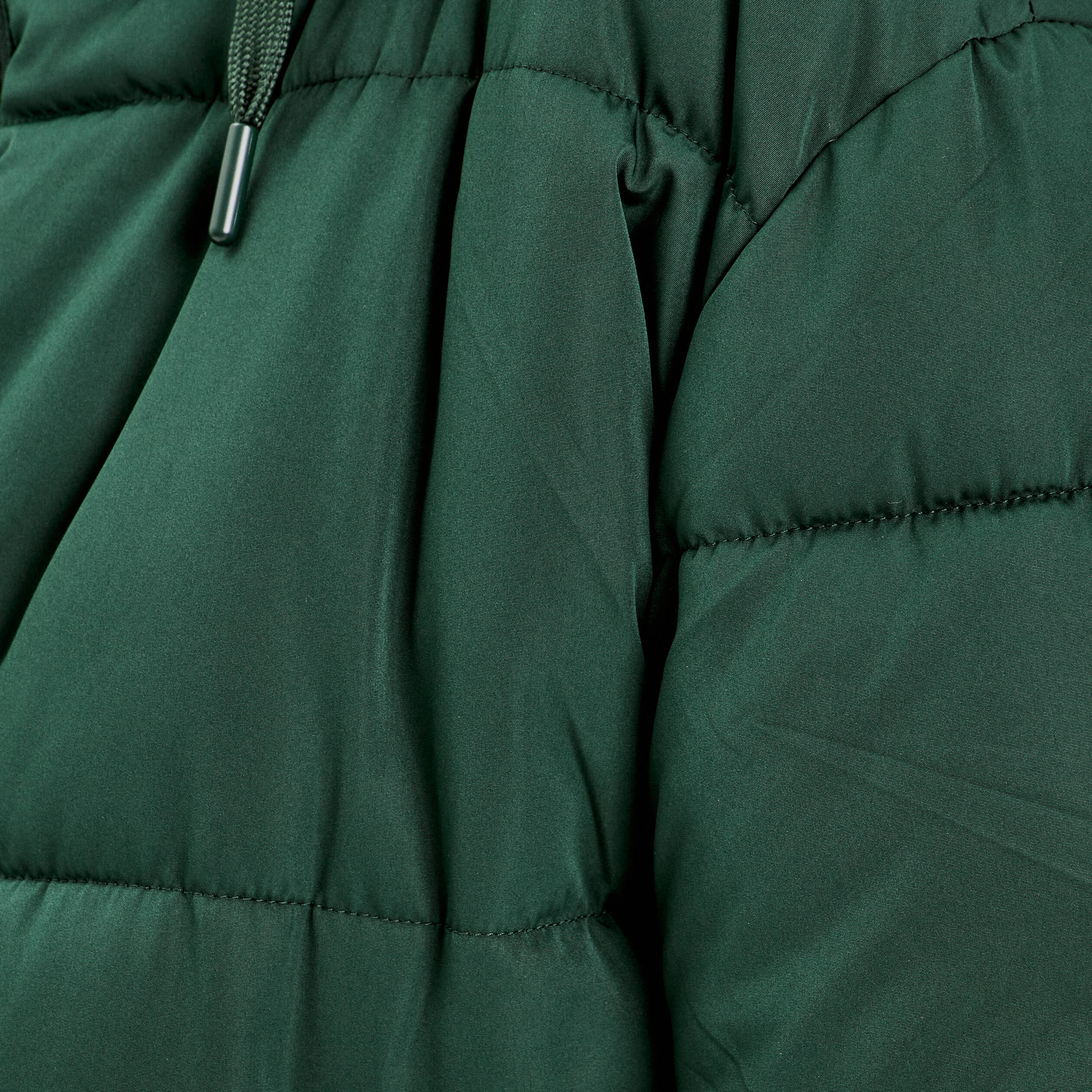 Doudoune droite zippée vert foncé femme