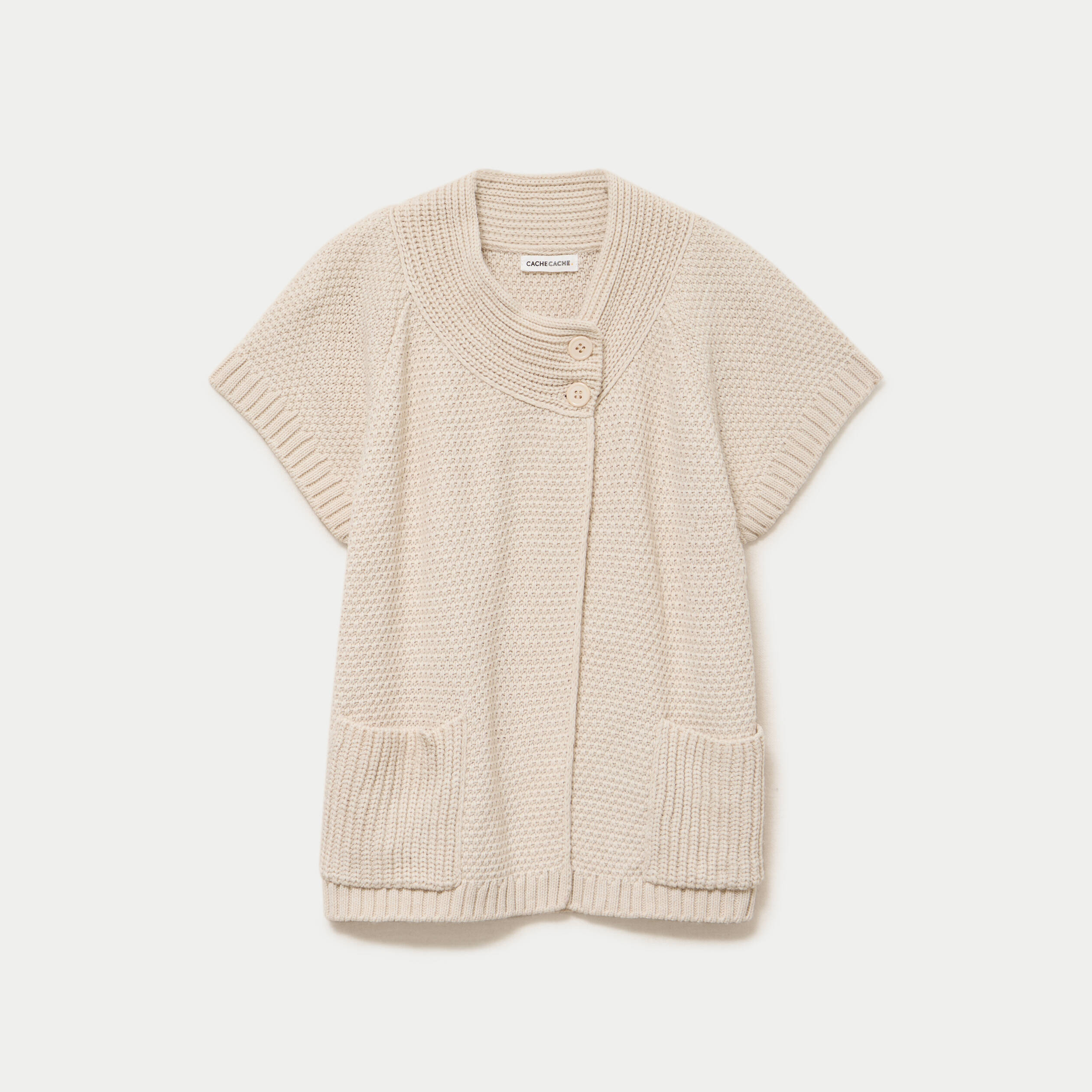Gilet sans manches col montant beige femme