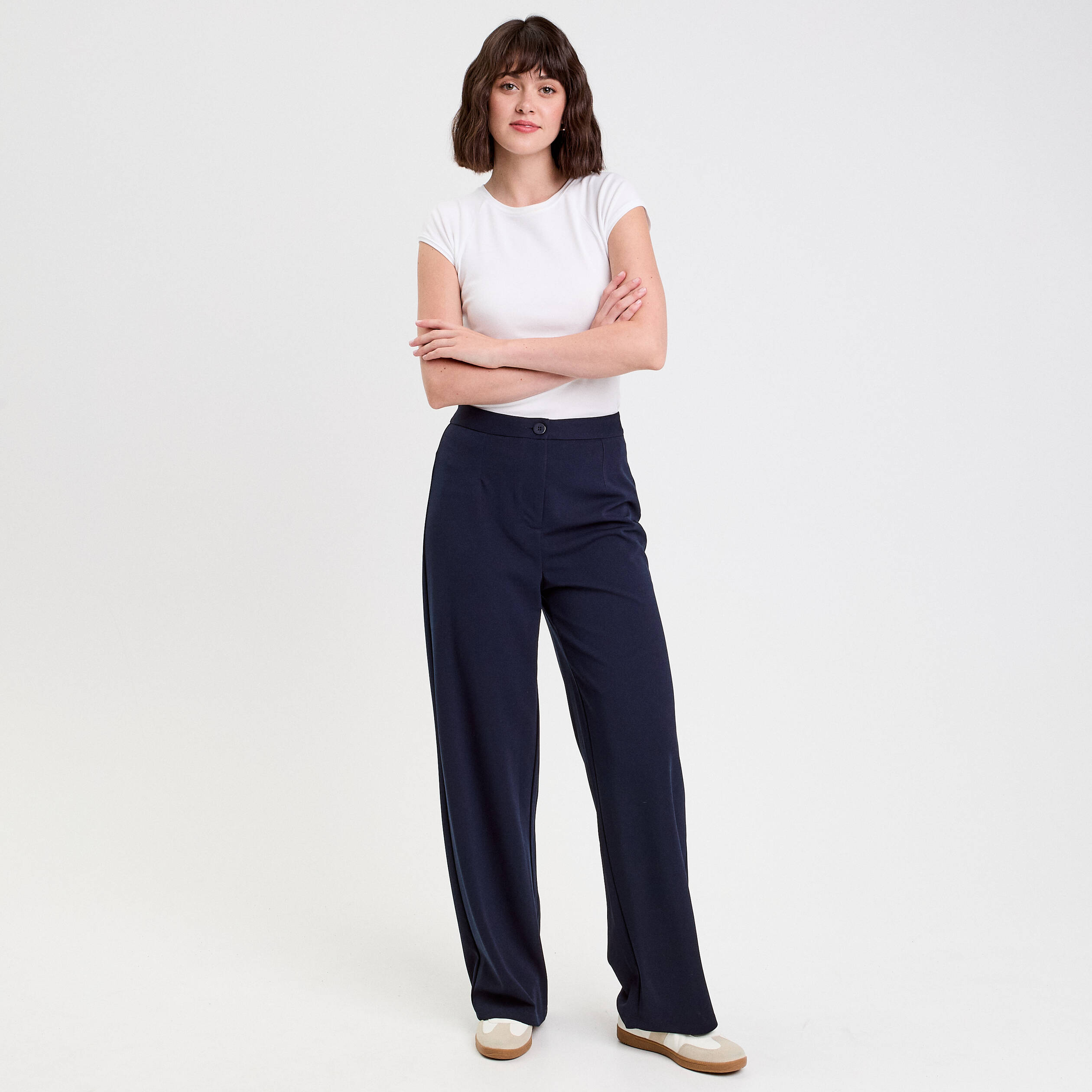 pantalon large bleu marine femme Pantalon large bleu marine femme