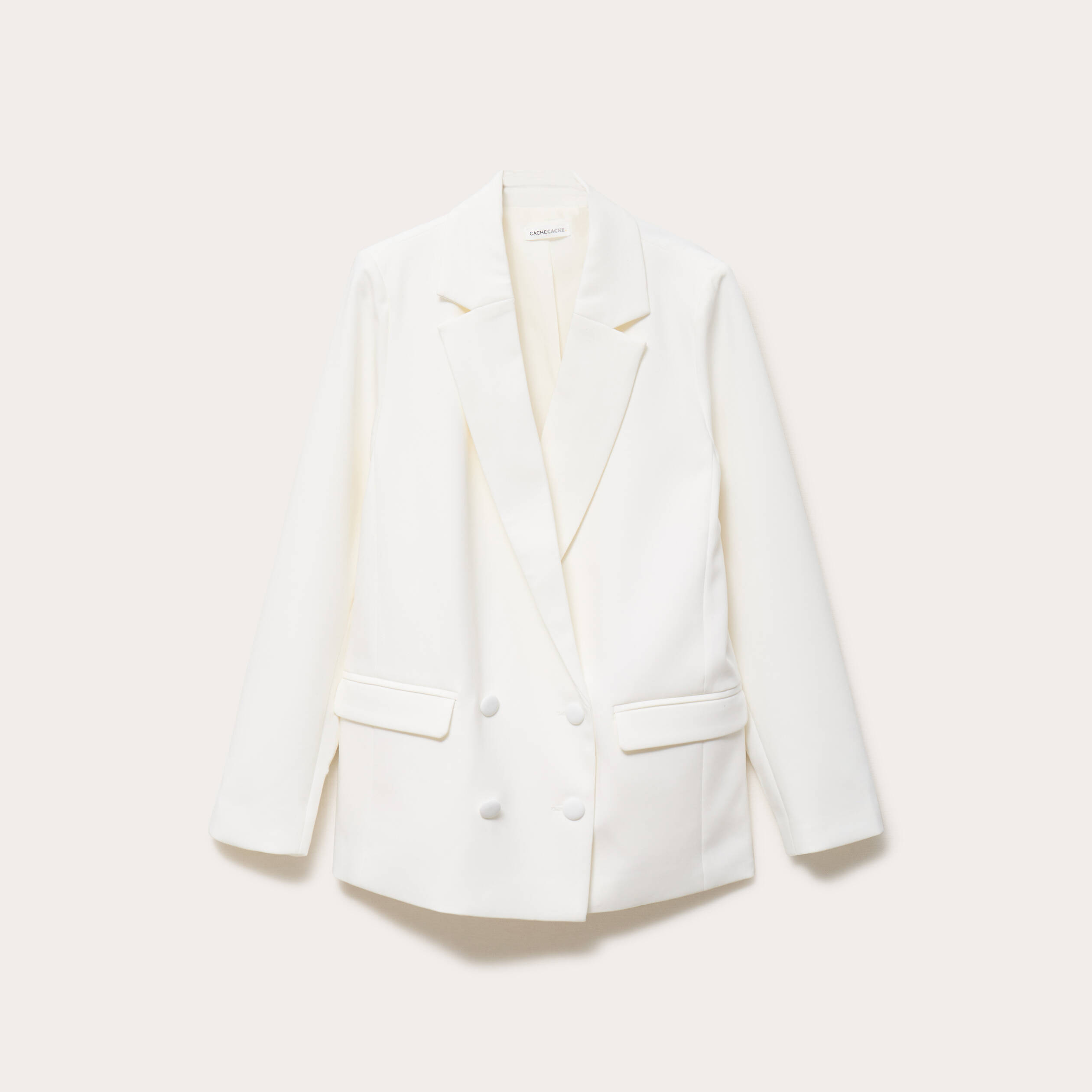 Blazer col classique manches longues ecru femme