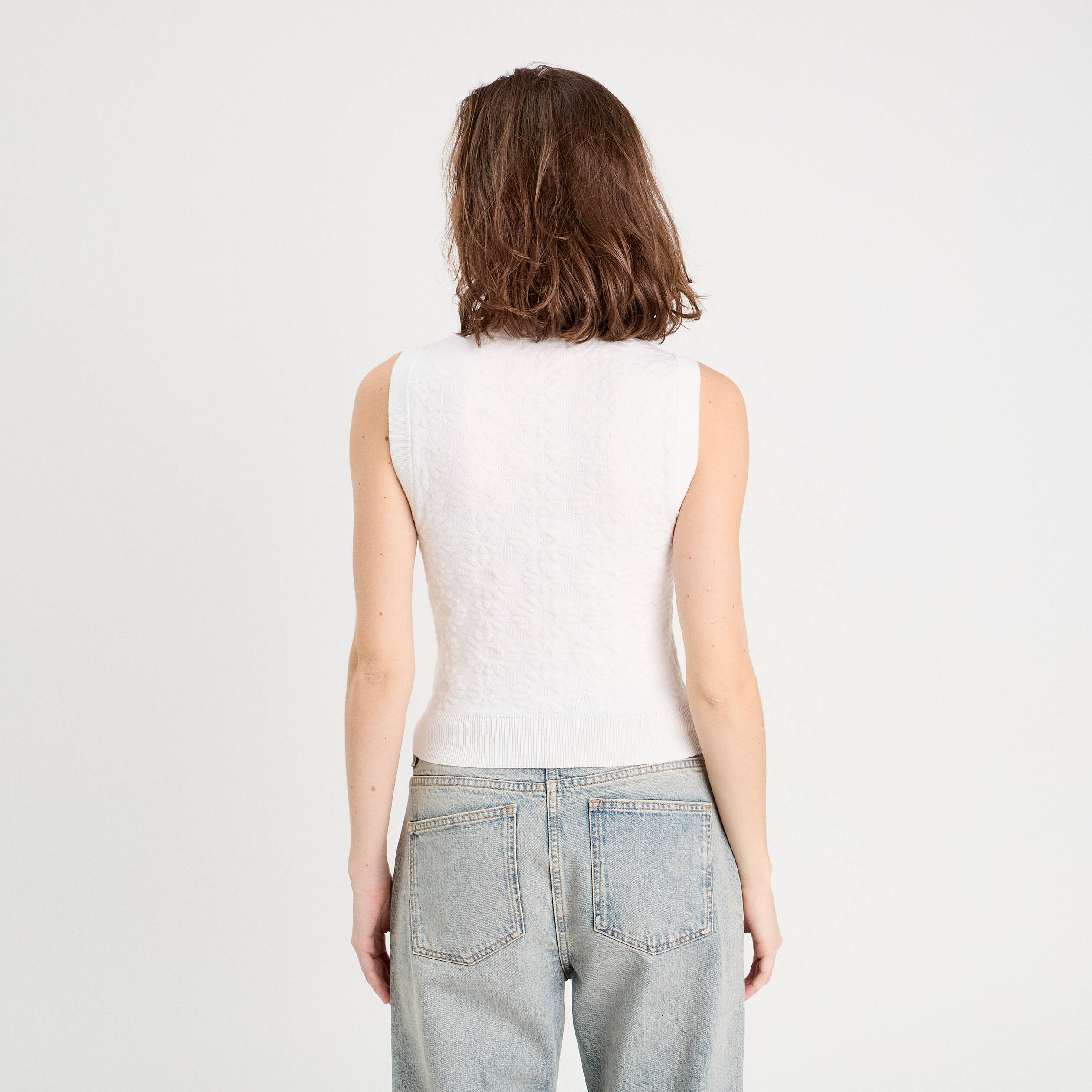 Débardeur tricot blanc femme
