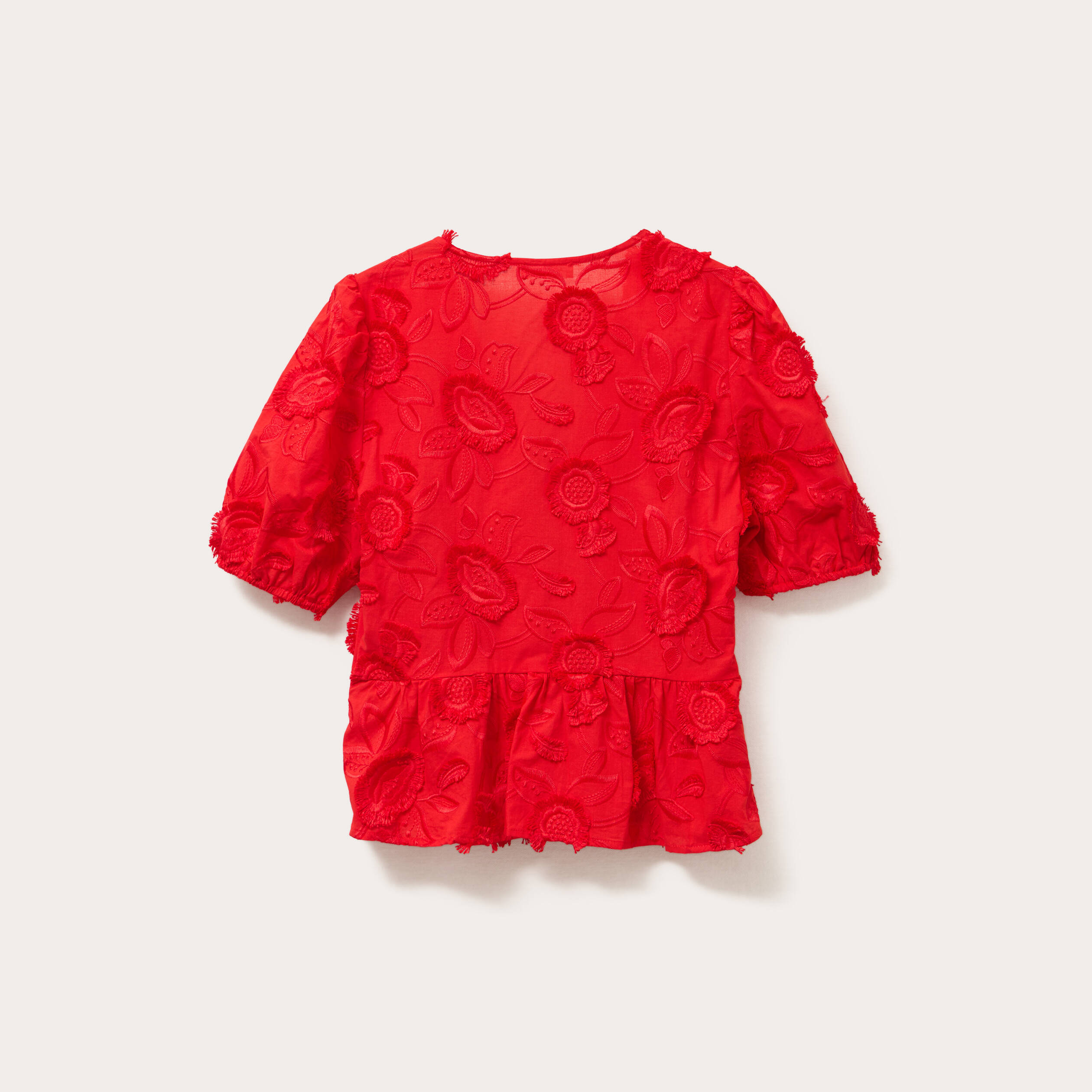 blouse manches courtes noeuds rouge fluo femme Blouse manches courtes noeuds rouge fluo femme