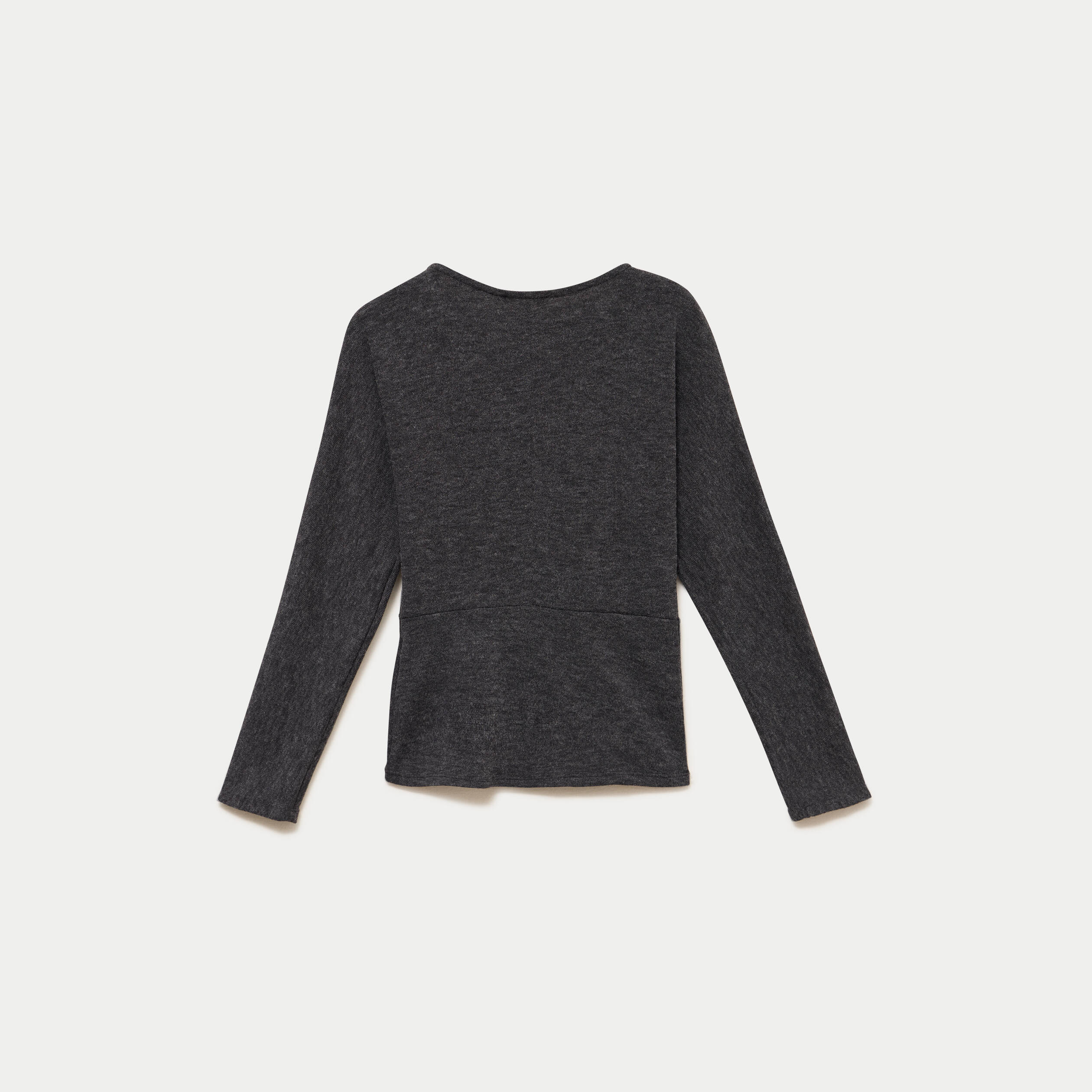 Pull col rond manches longues gris fonc&eacute; femme