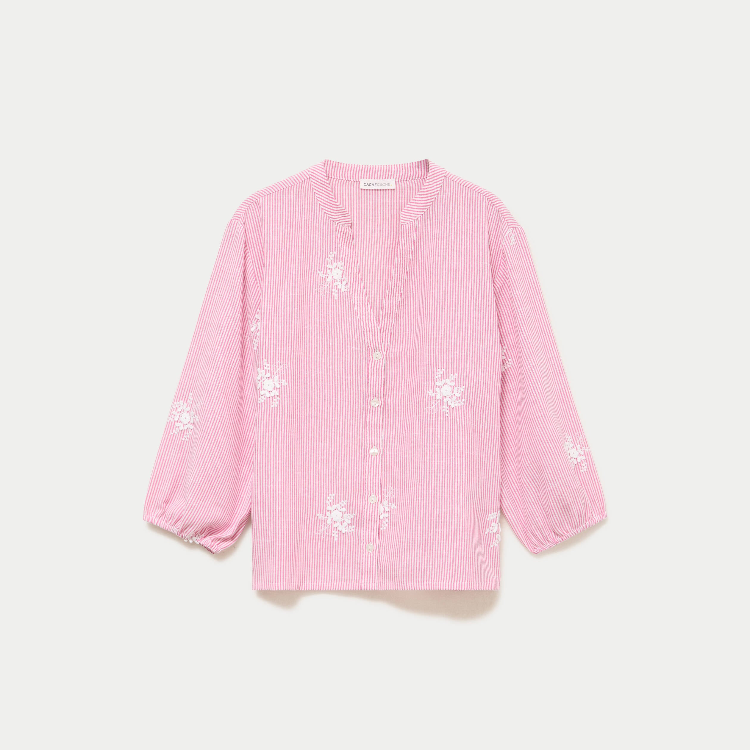 Blouse col tunisien rose femme