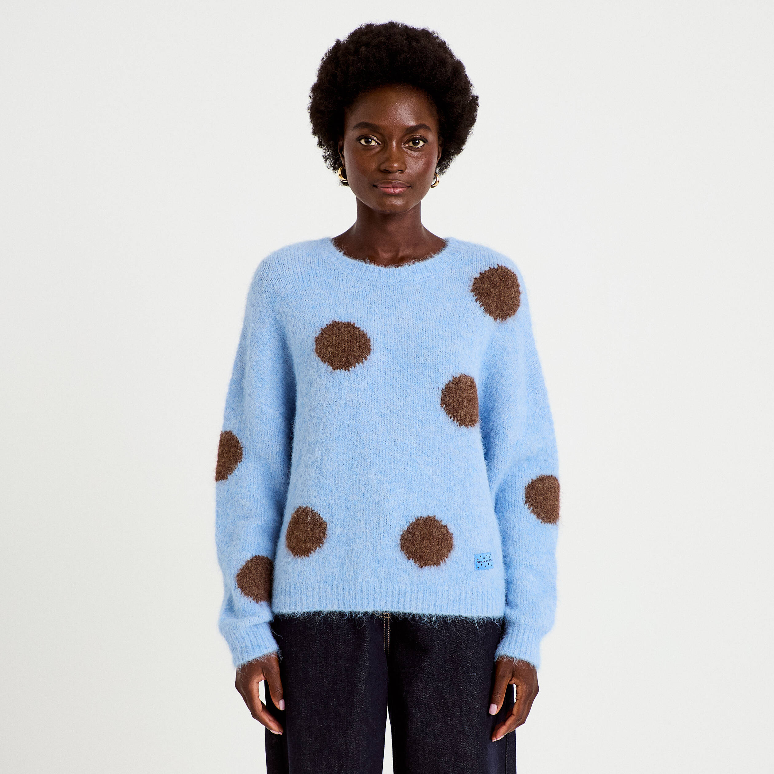 Pull manches longues bleu ciel femme