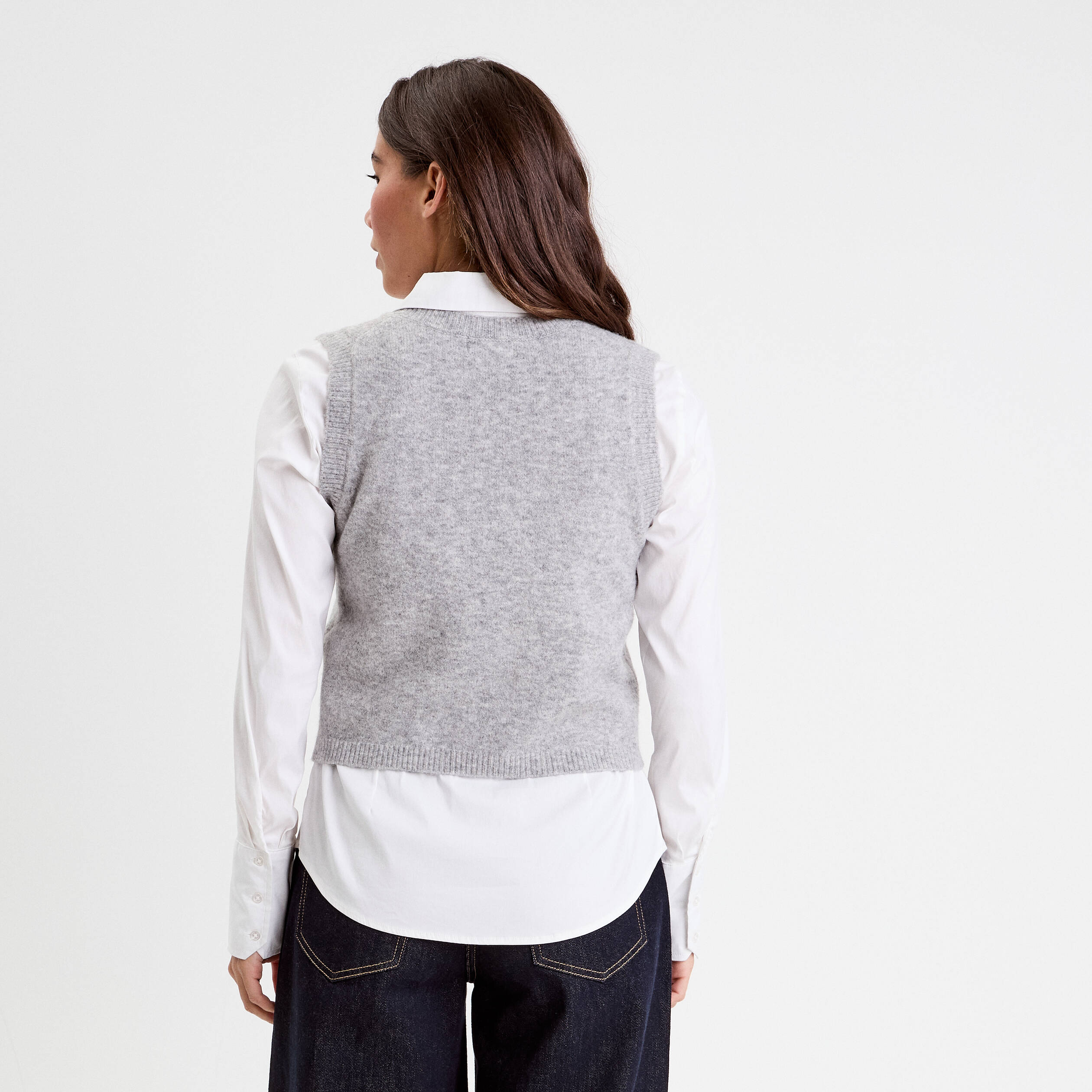 gilet sans manches ajuste gris clair femme Gilet sans manches ajusté gris clair femme