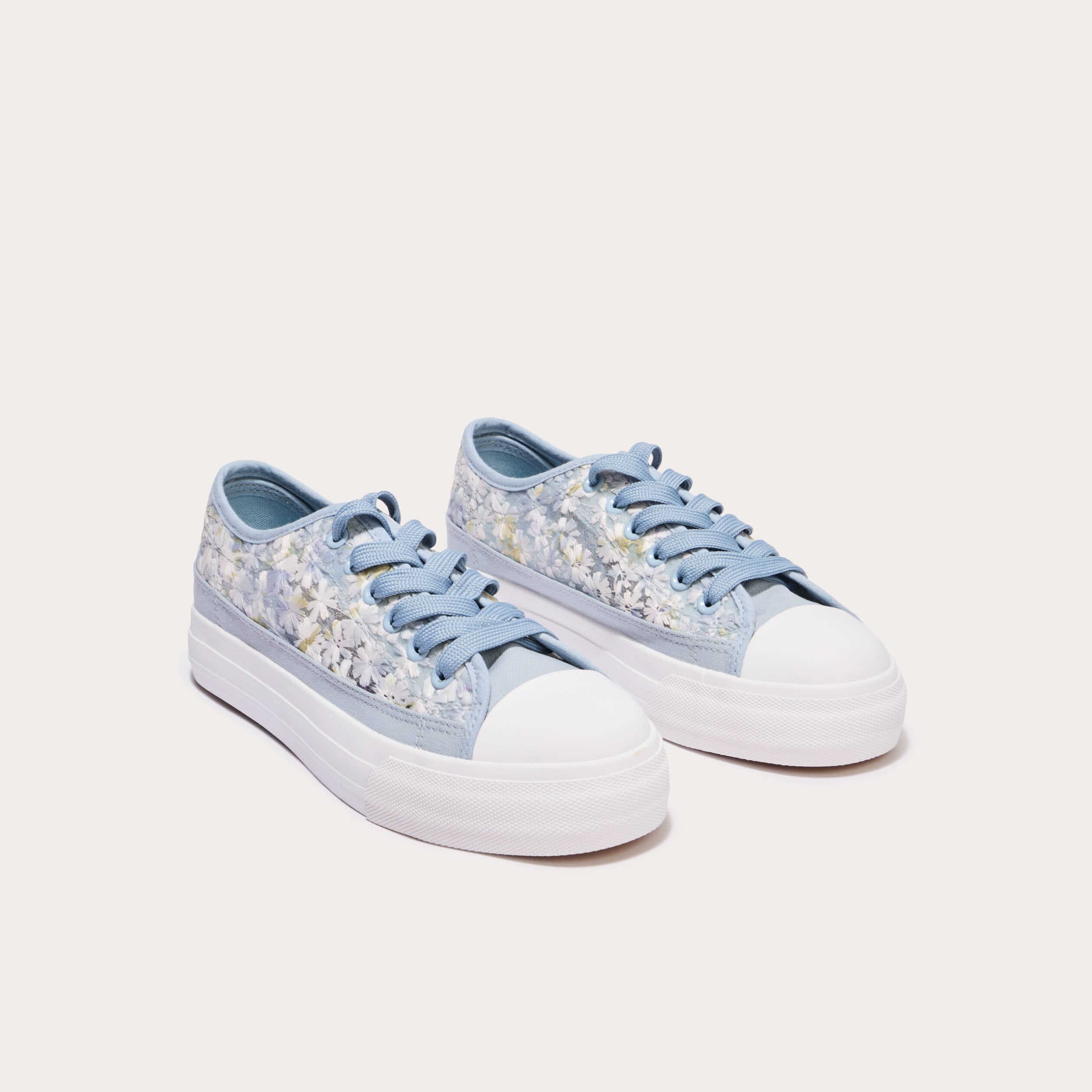 Basket plates en dentelle bleu clair femme
