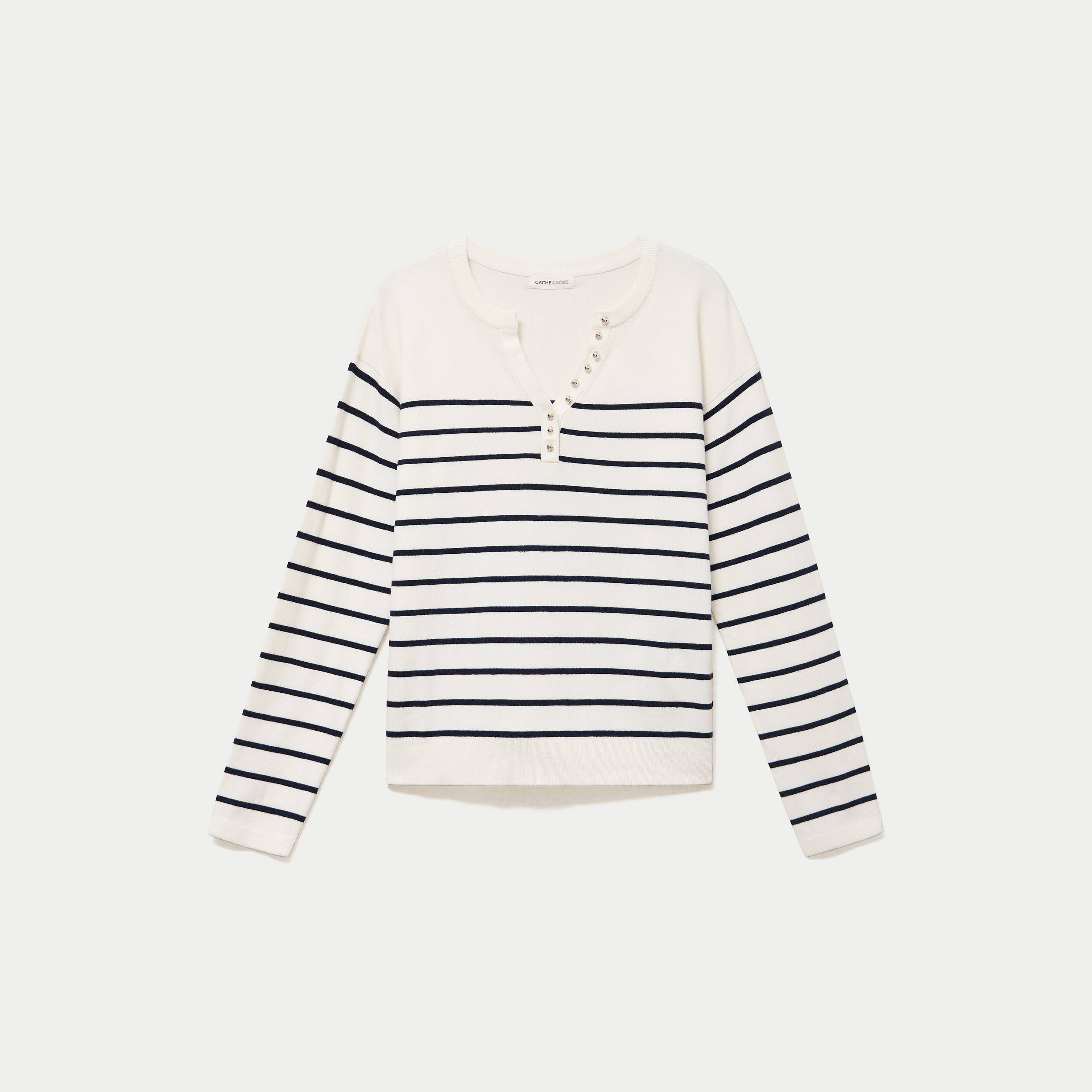 Pull fin manches longues bleu marine femme