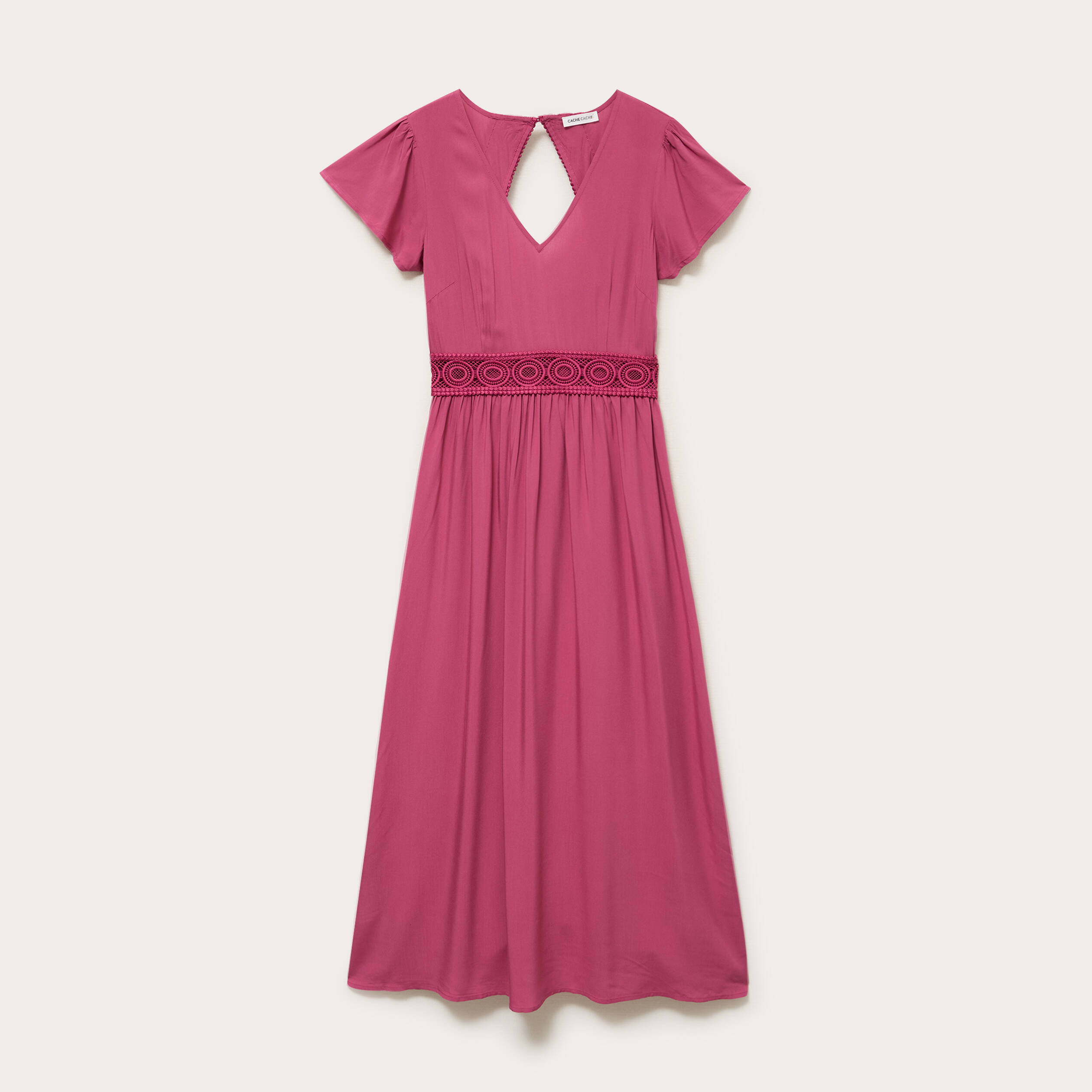 Robe longue &eacute;vas&eacute;e prune femme