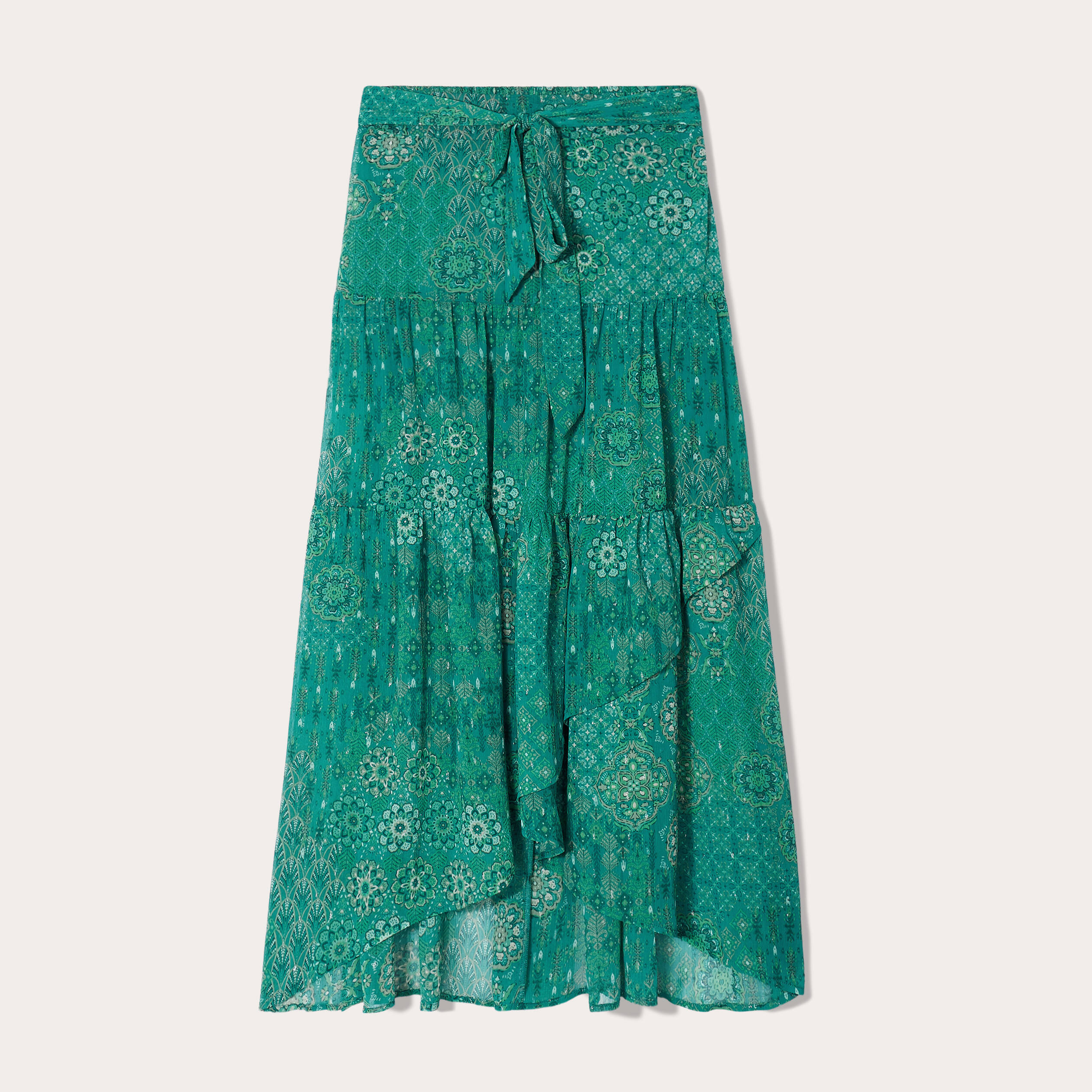 Jupe longue asymétrique vert femme Vibs