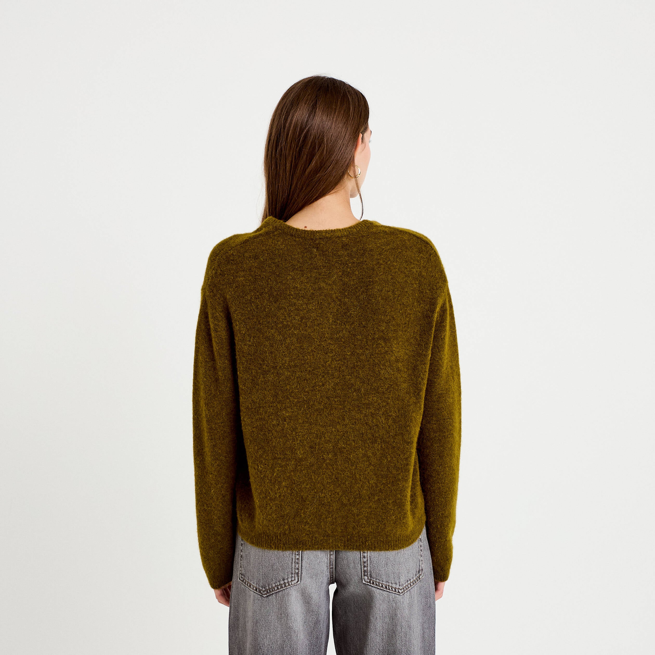 Gilet manches longues vert olive femme