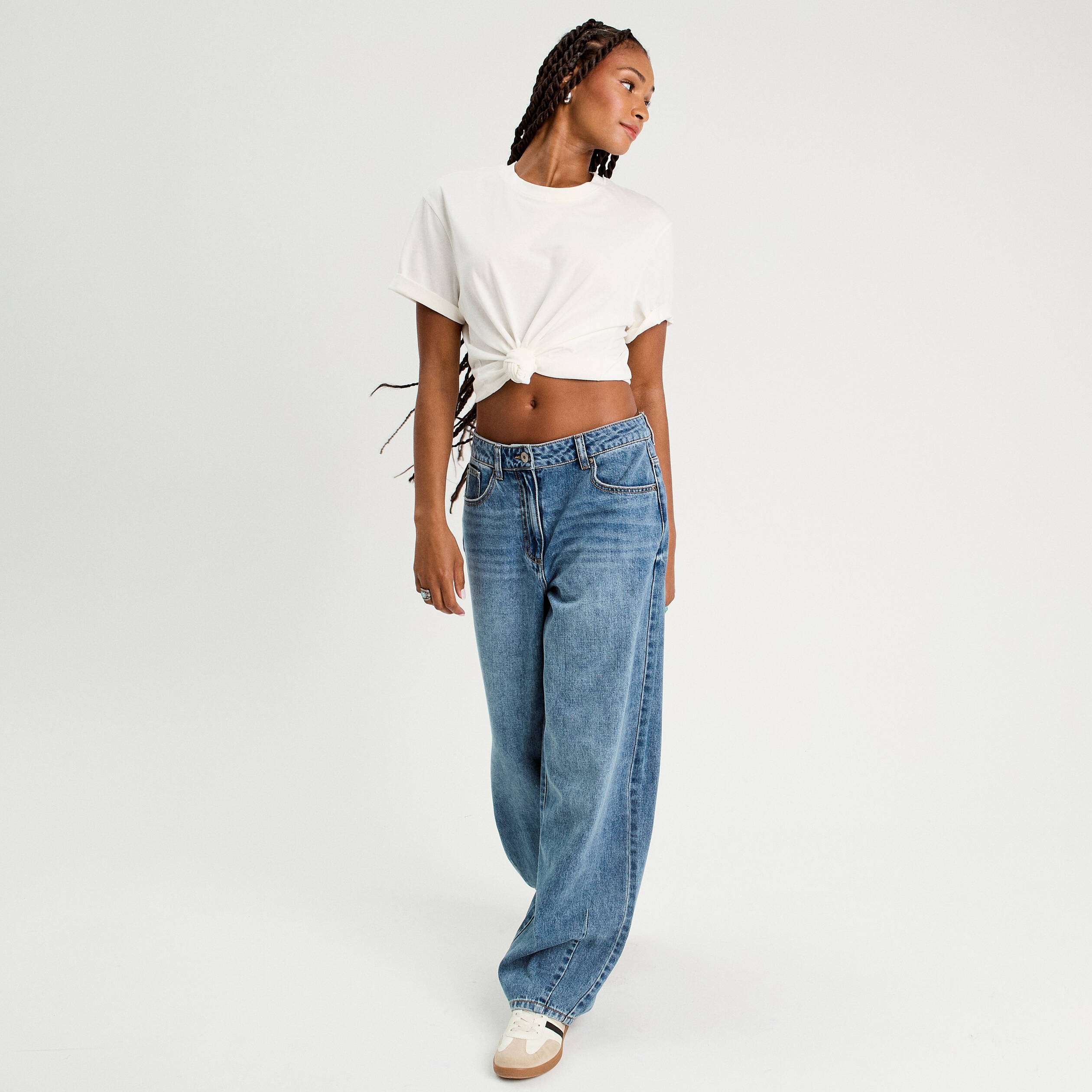 jeans baggy taille haute denim double stone femme Jeans baggy taille haute denim double stone femme