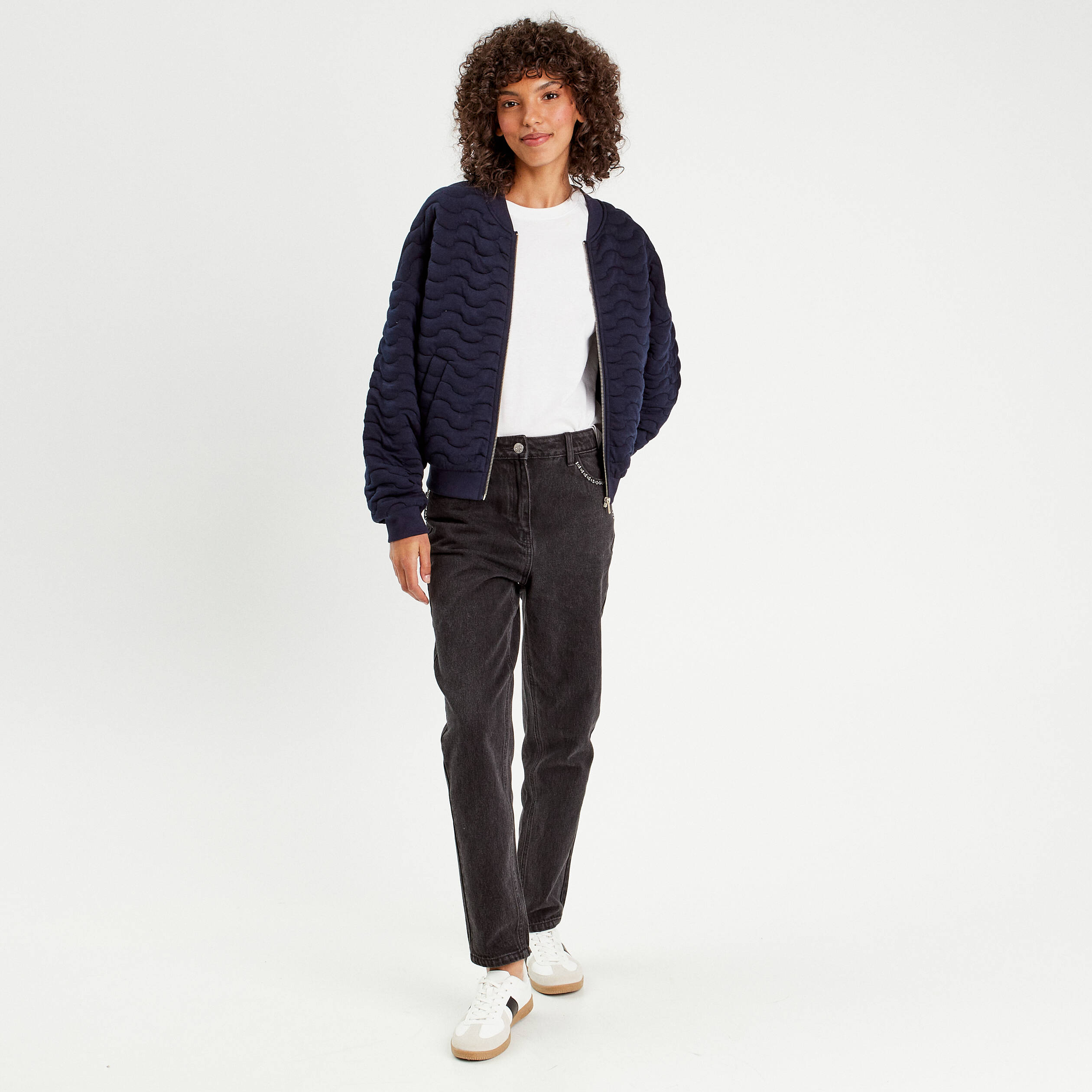 veste matelasse zippe bleu marine femme Veste matelassé zippé bleu marine femme