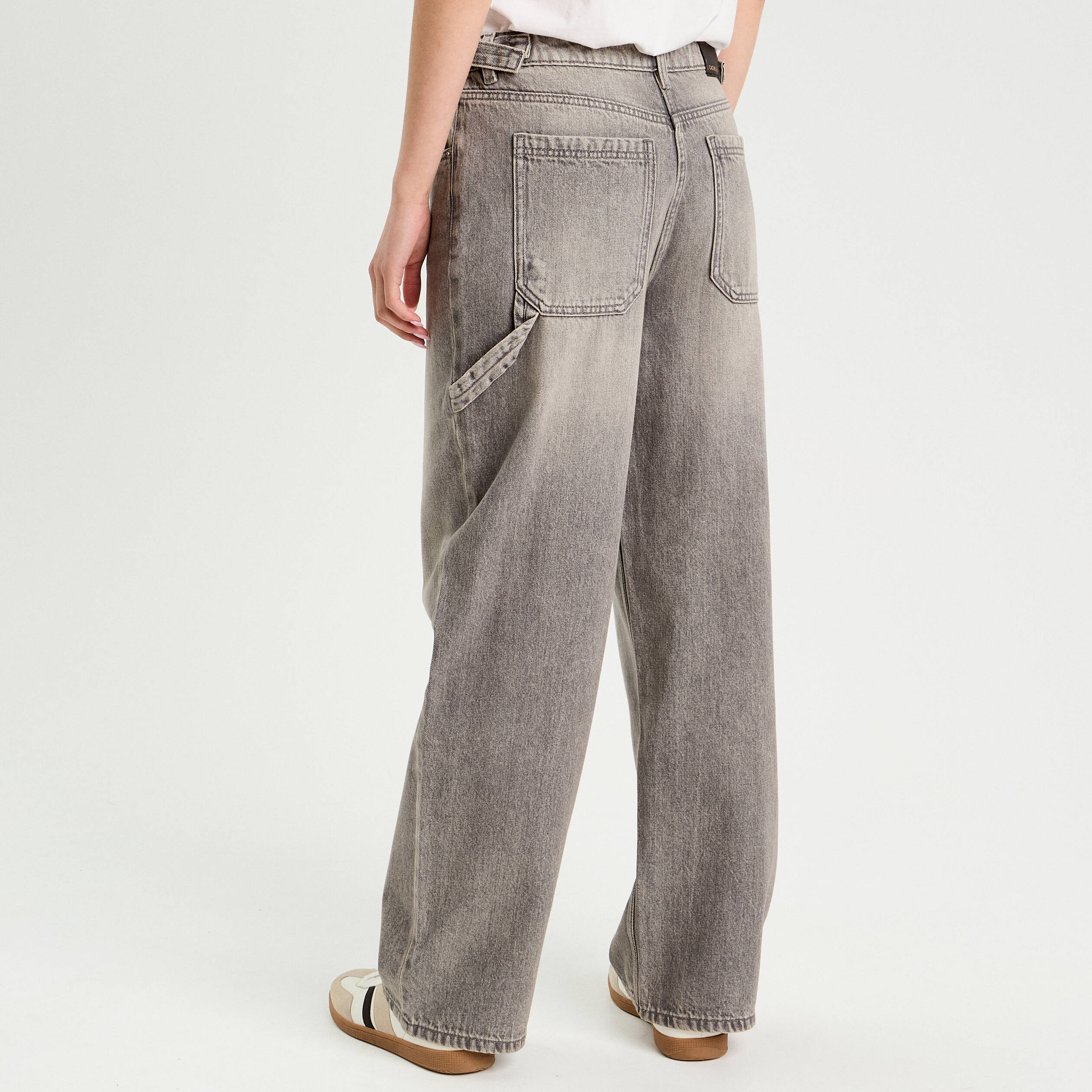 jeans large avec pattes denim gris femme Jeans large avec pattes denim gris femme