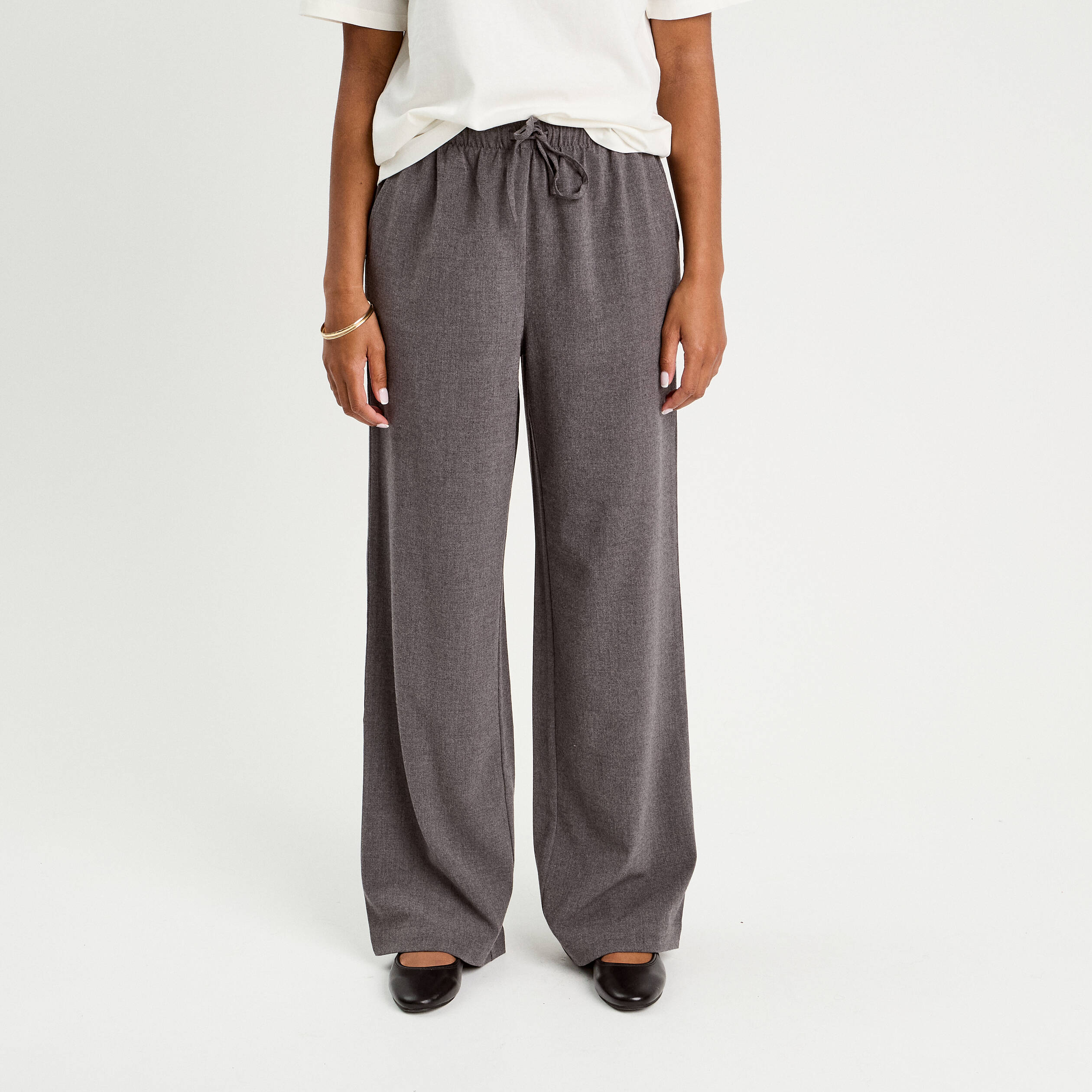 pantalon large gris fonce femme Pantalon large gris foncé femme