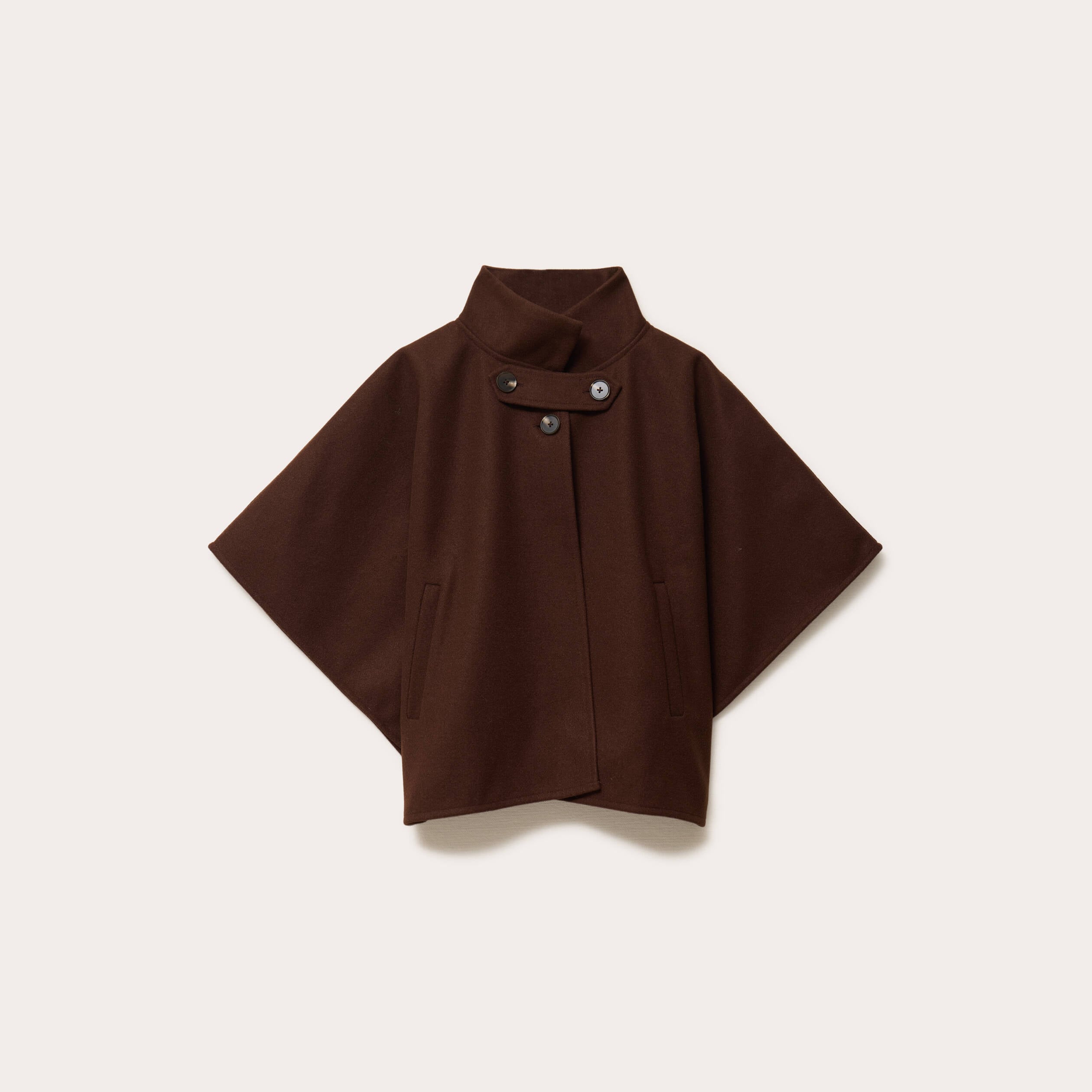 Poncho col am&eacute;ricain marron fonc&eacute; femme