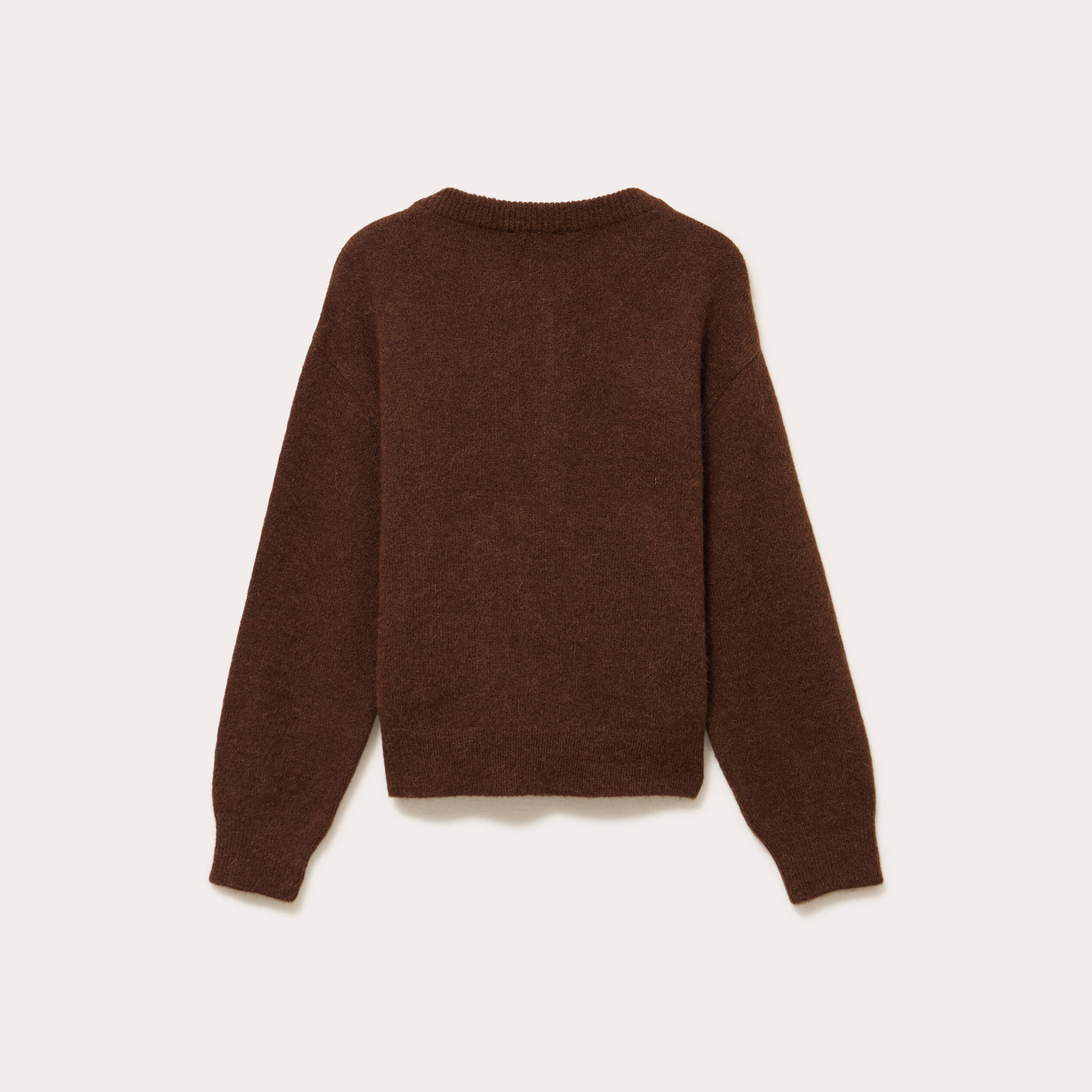 Pull col rond boutonn&eacute; marron femme
