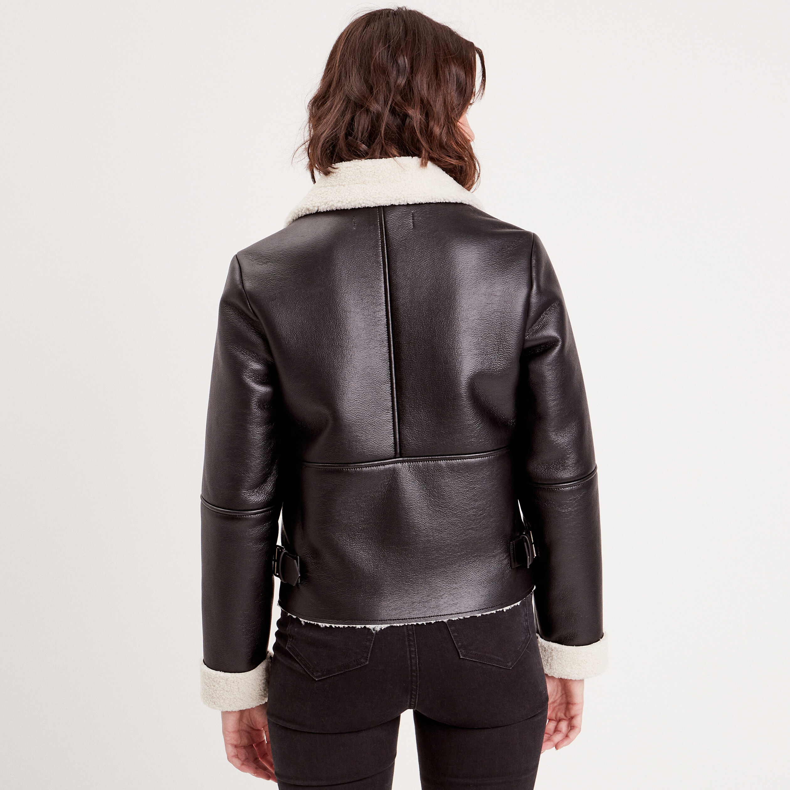 Veste simili 2025 cuir fourrure femme
