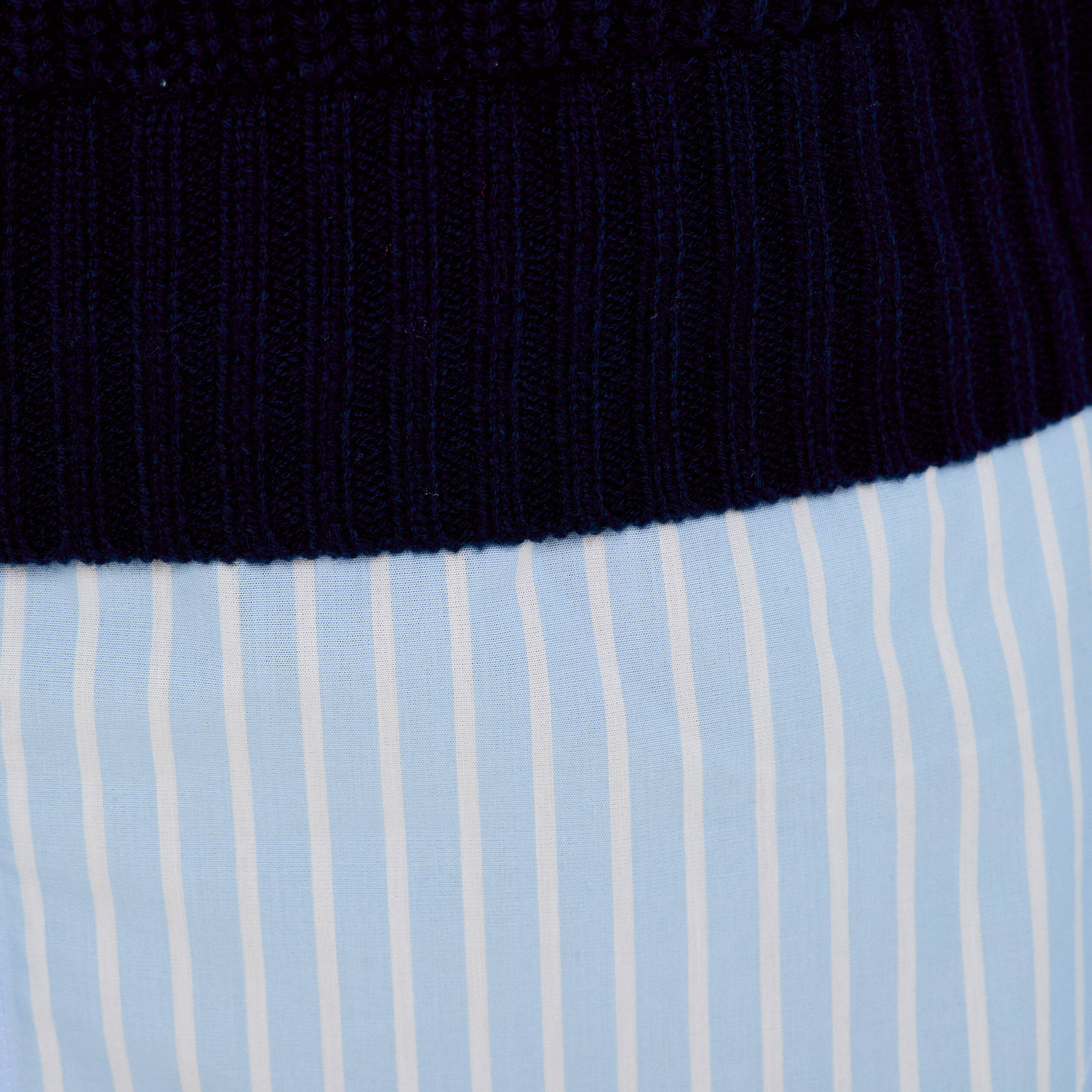 Pull chemise 2-en-1 bleu marine femme
