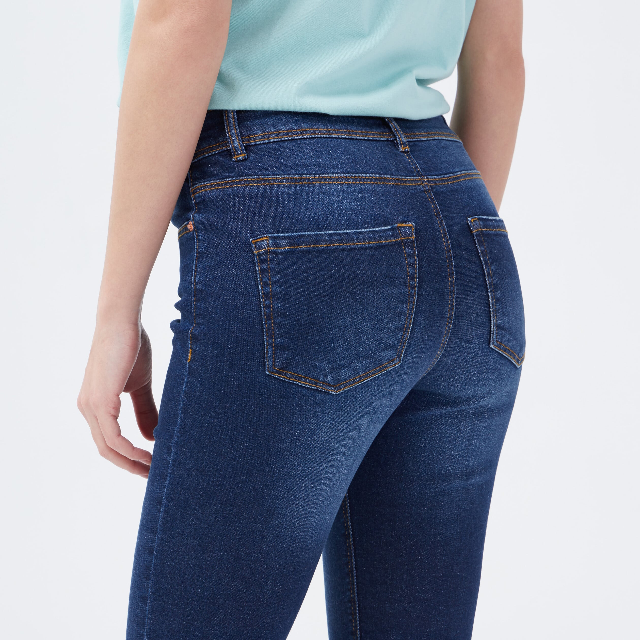 Bermuda slim en jean denim stone femme