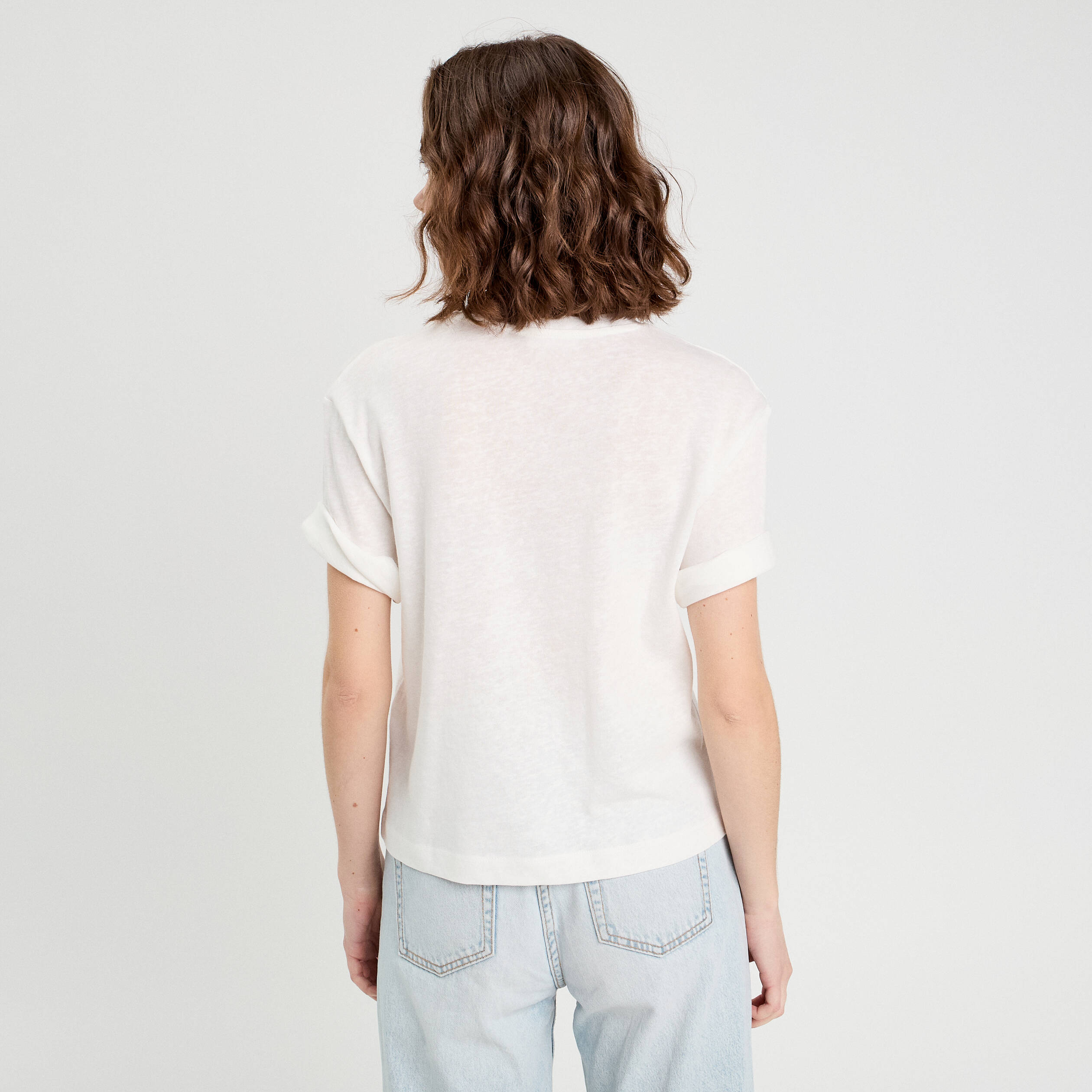 T-shirt manches courtes ecru femme