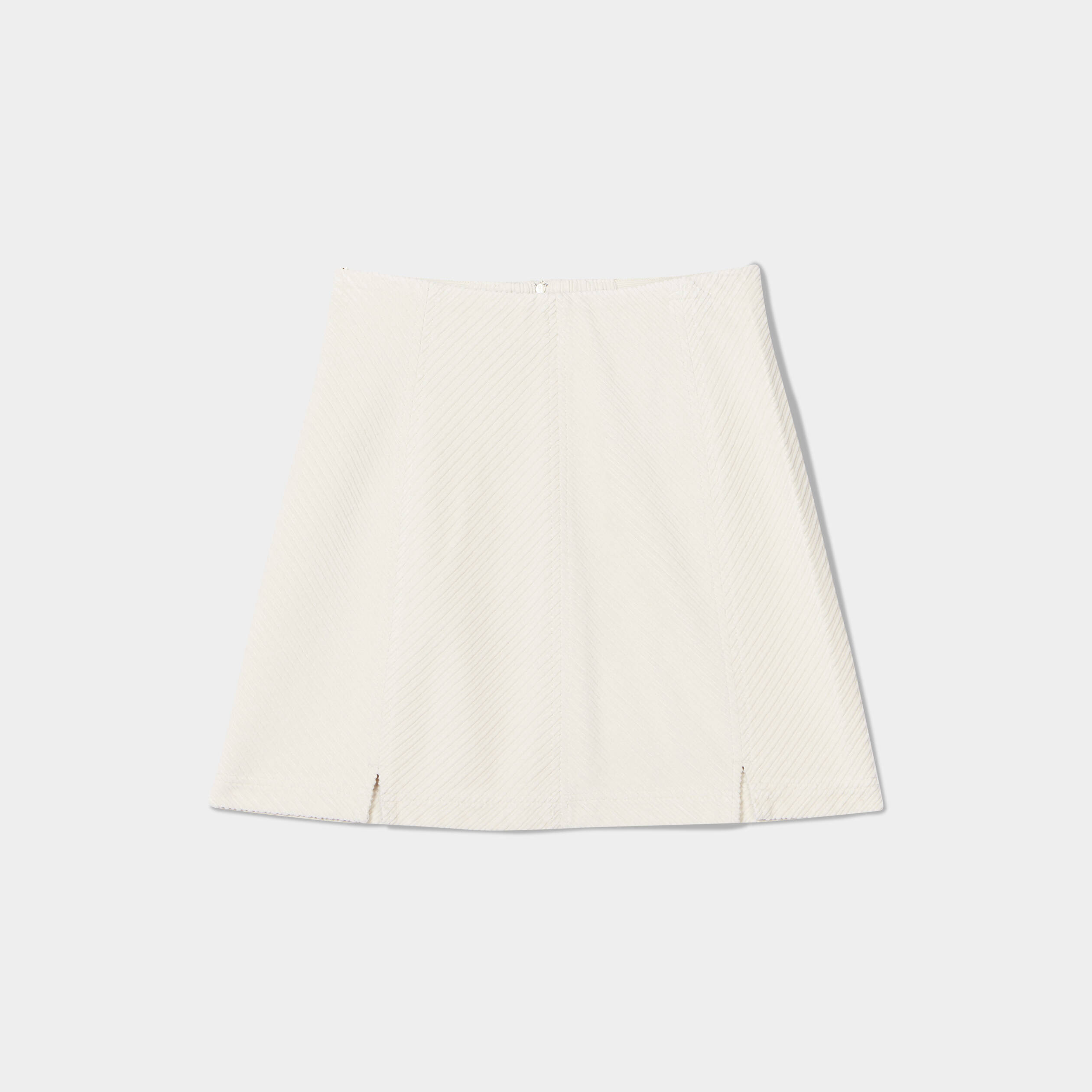 Jupe évasée velours ecru femme