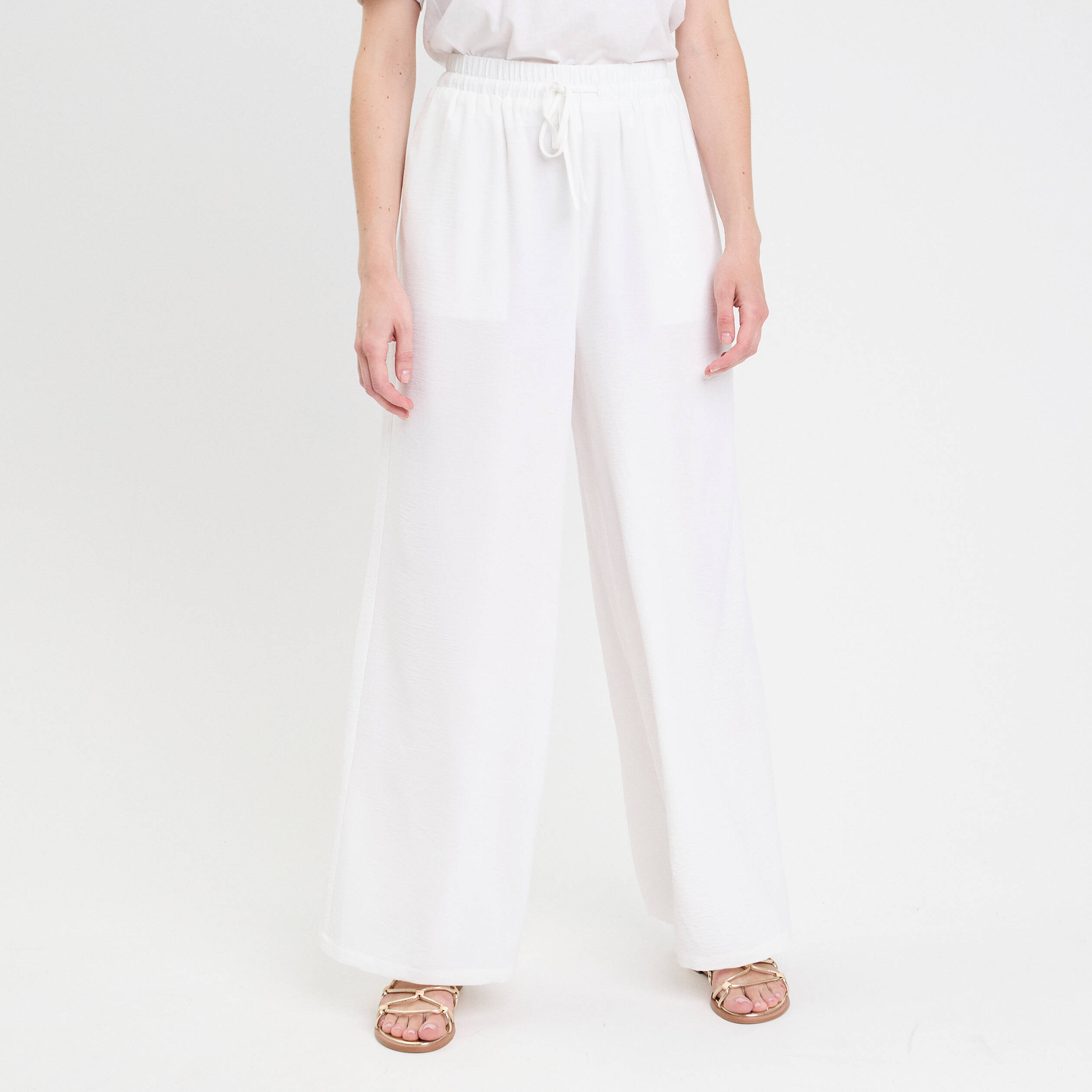 pantalon large ecru femme Pantalon large ecru femme
