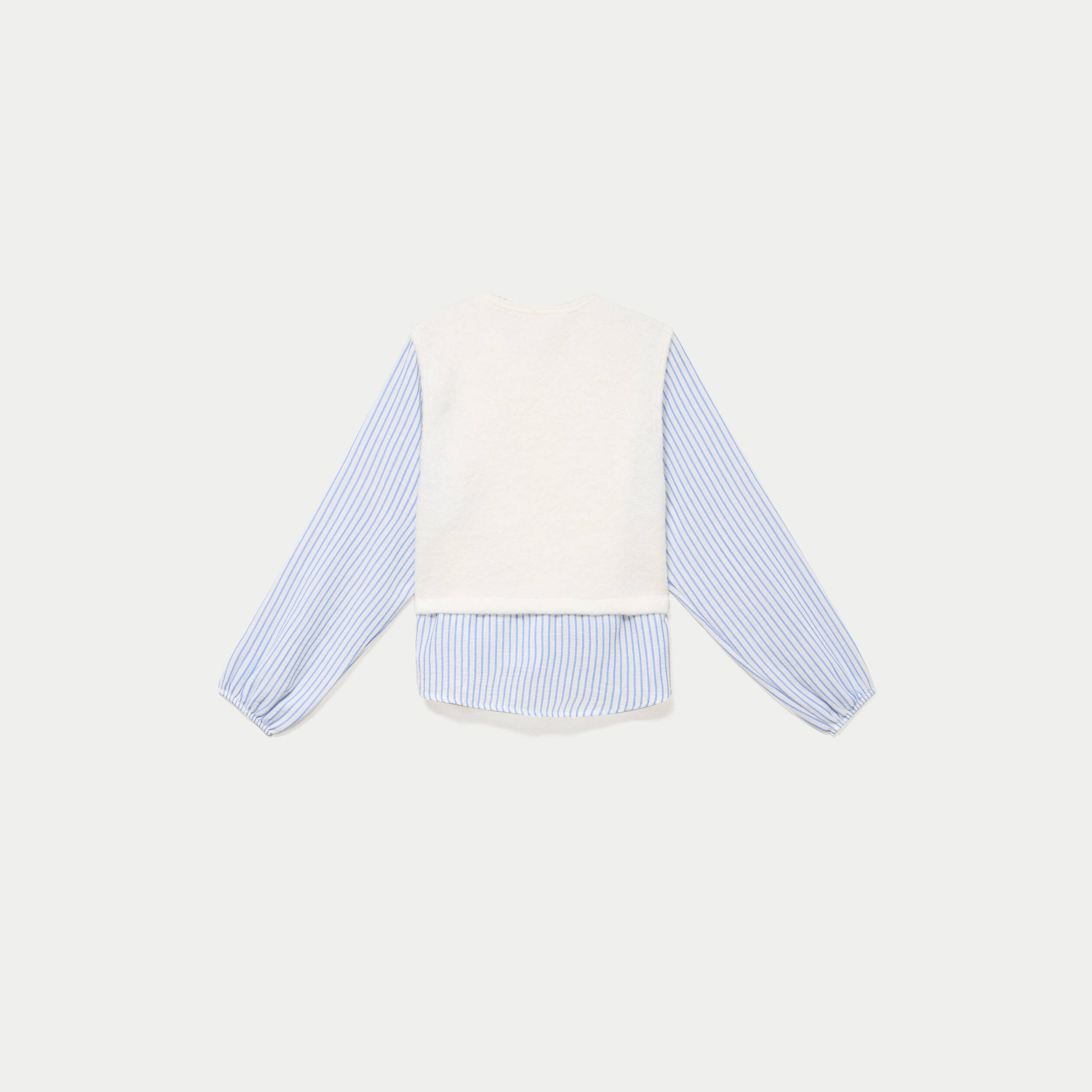 Pull chemise 2-en-1 ecru femme