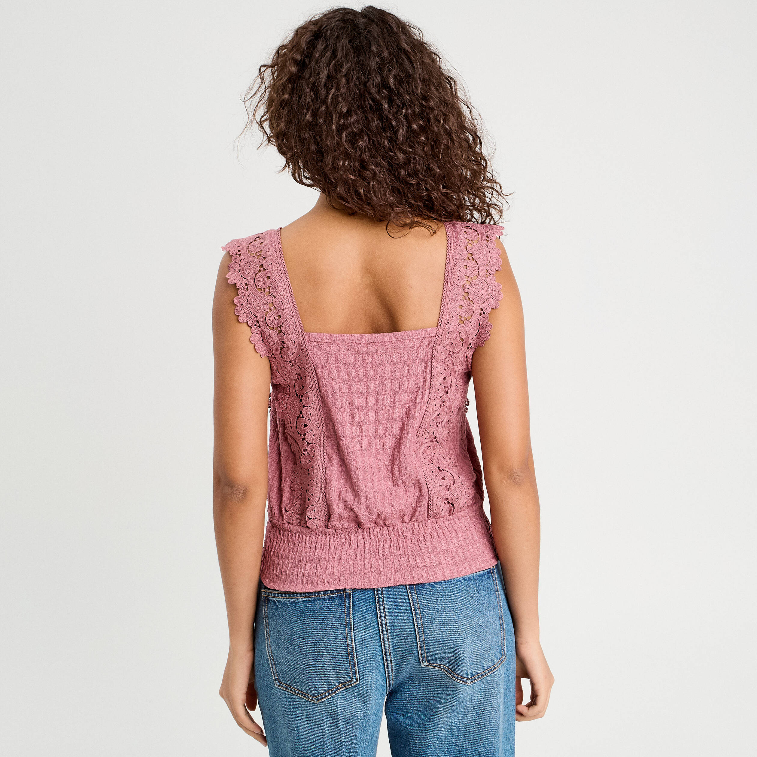 Blouse bretelles fines vieux rose femme