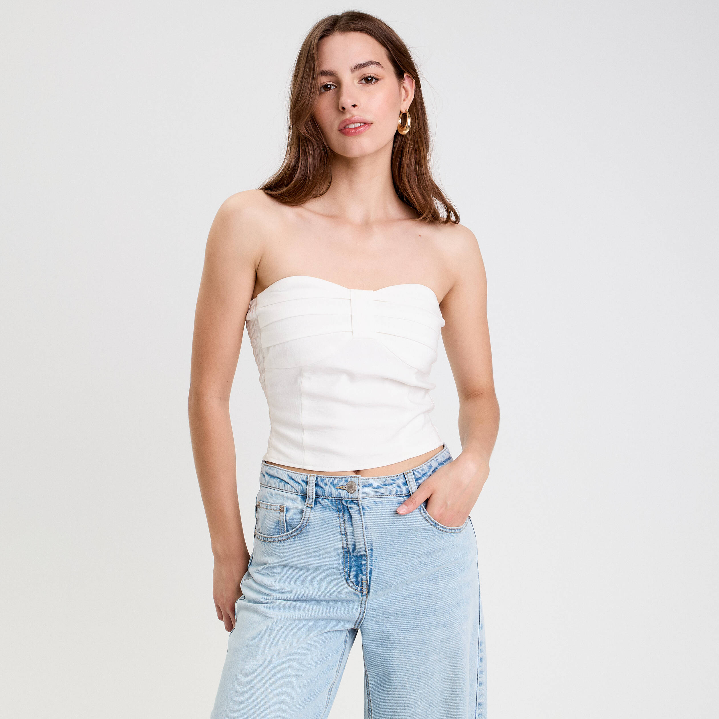 bustier cintre sans manches ecru femme Bustier cintré sans manches ecru femme