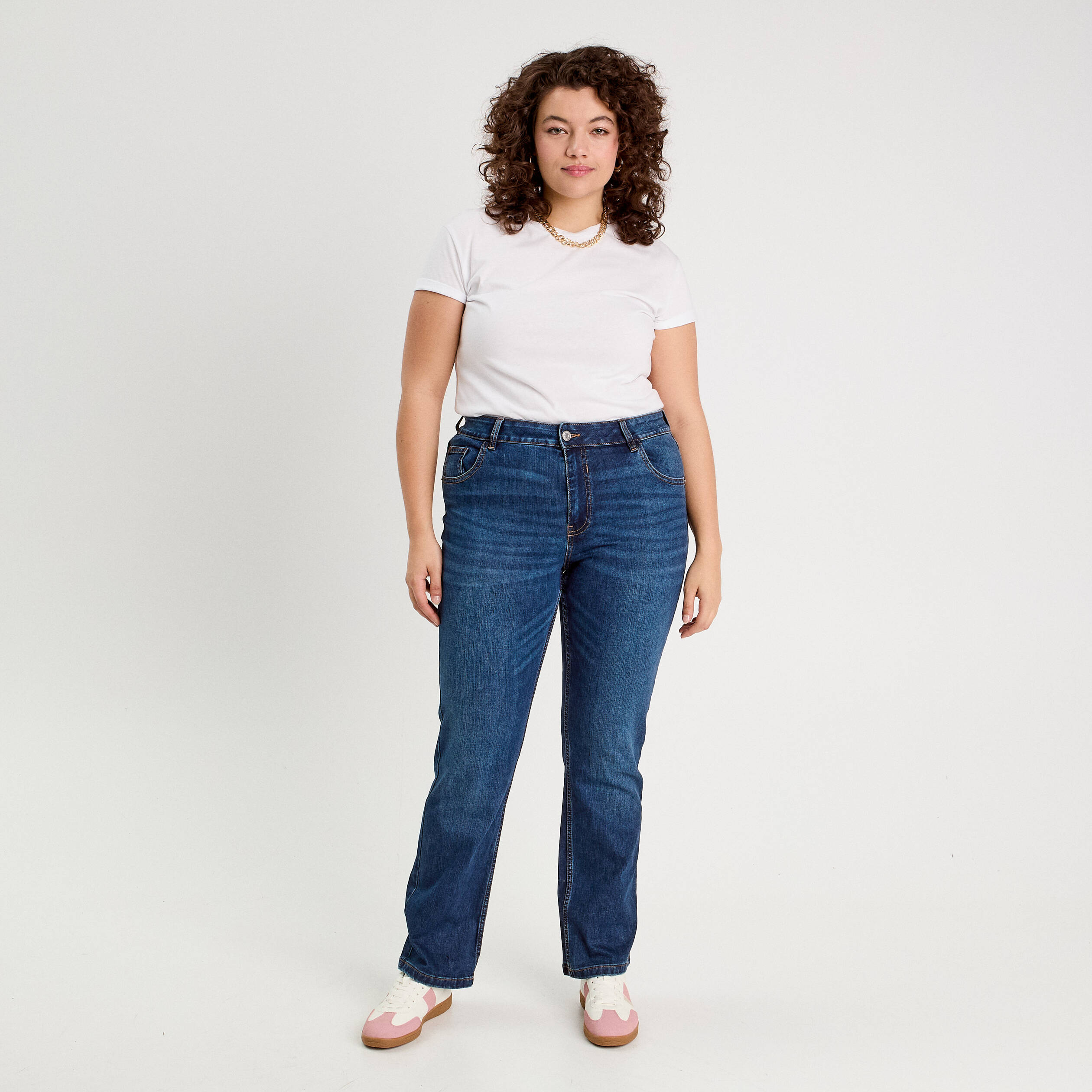 jeans droit taille haute denim brut femme Jeans droit taille haute denim brut femme