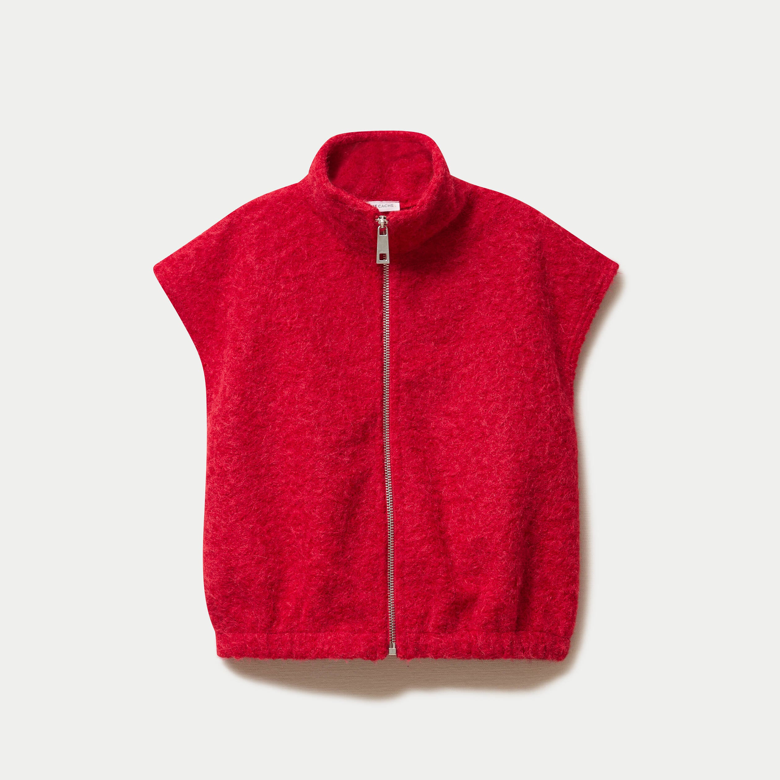 Gilet sans manches col montant rouge femme