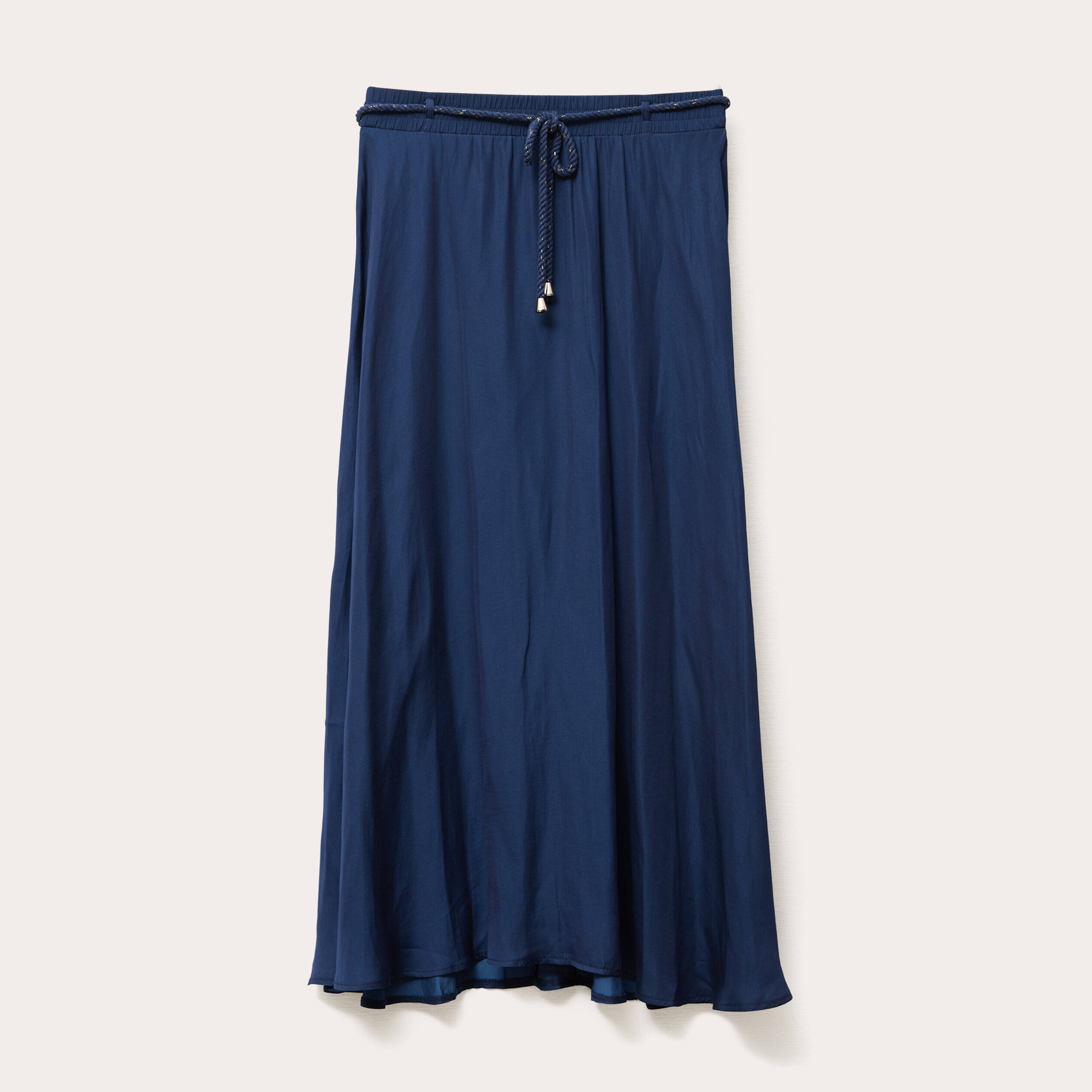 jupe longue evasee satin bleu marine femme Jupe longue évasée satin bleu marine femme