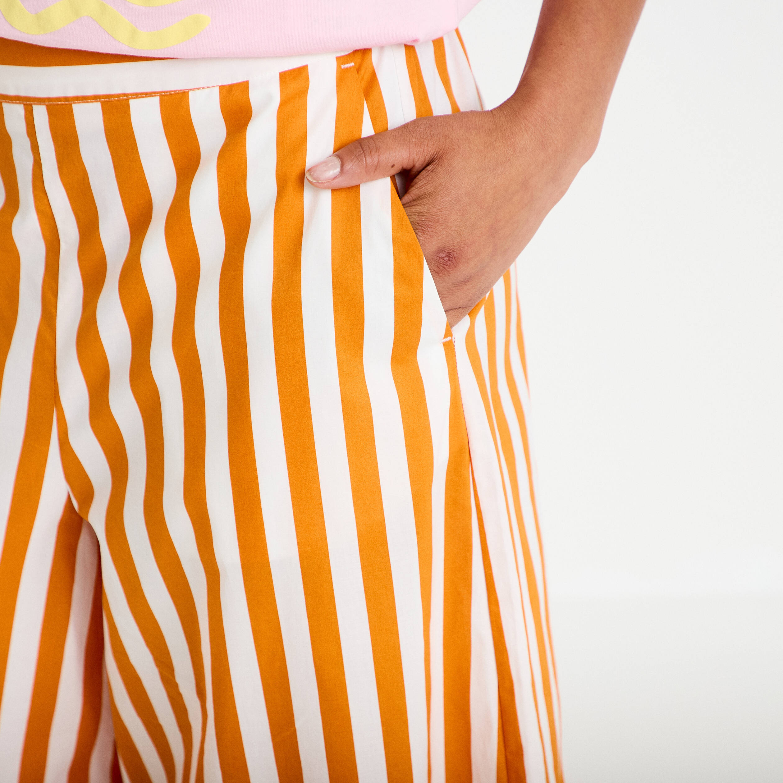 Pantalon jupe-culotte orange fluo femme
