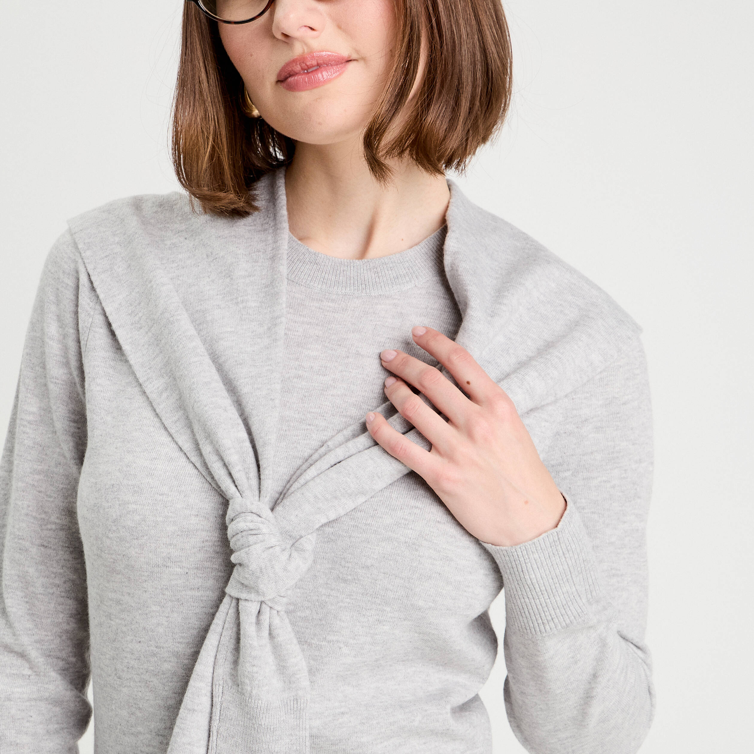 Pull effet 2-en-1 gris fonc&eacute; femme