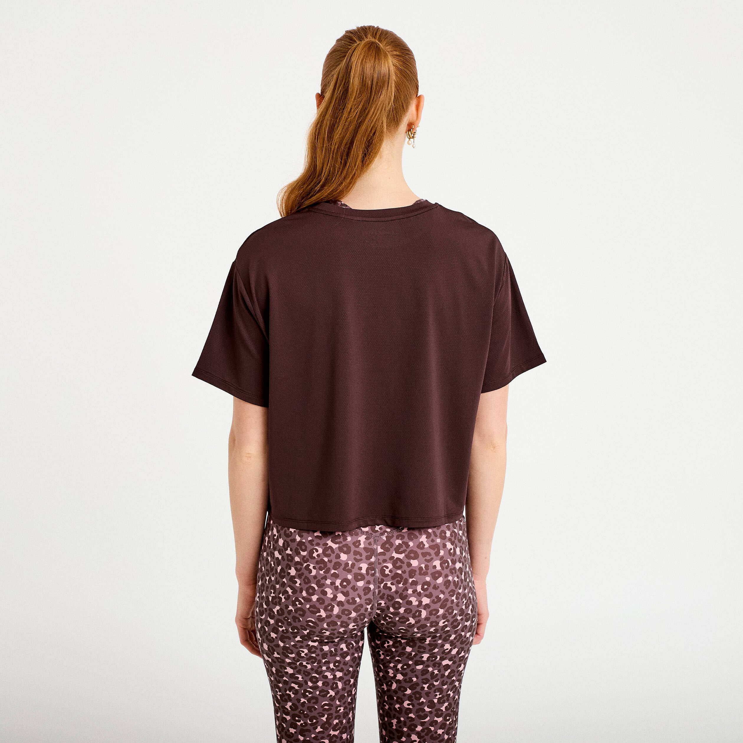 T-shirt manches courtes activewear marron fonc&eacute; femme