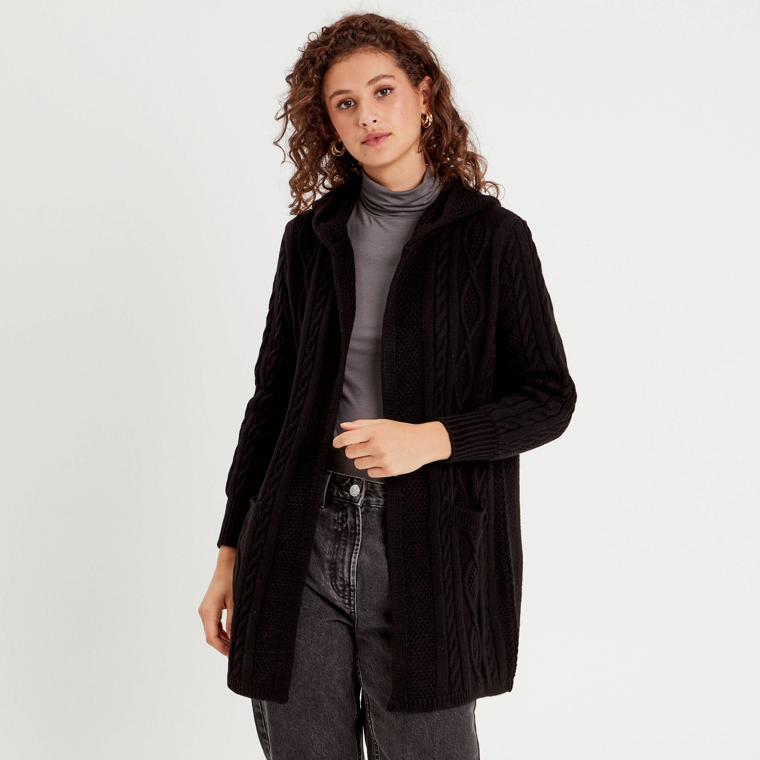 gilet manches longues noir femme Gilet manches longues noir femme