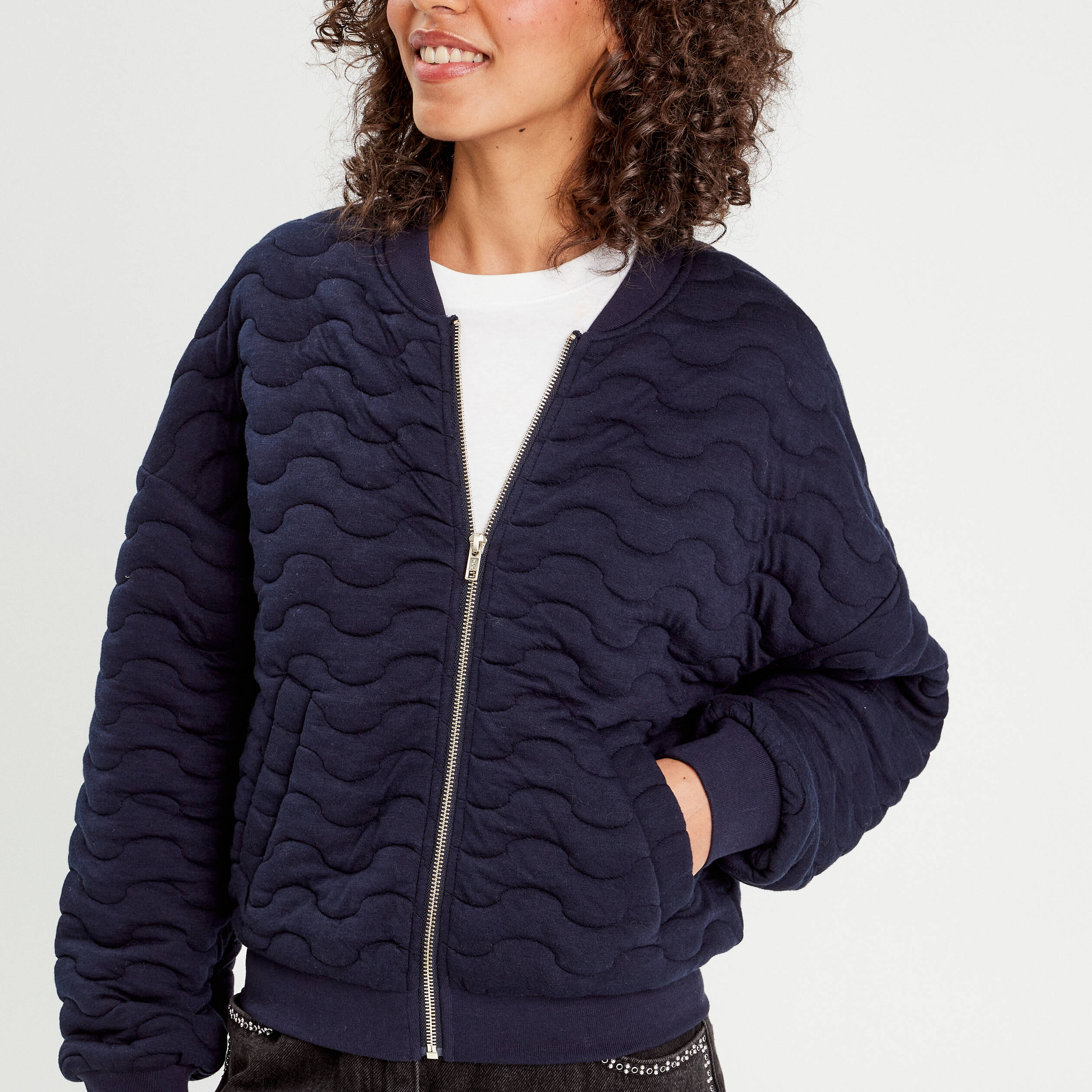 veste matelasse zippe bleu marine femme Veste matelassé zippé bleu marine femme