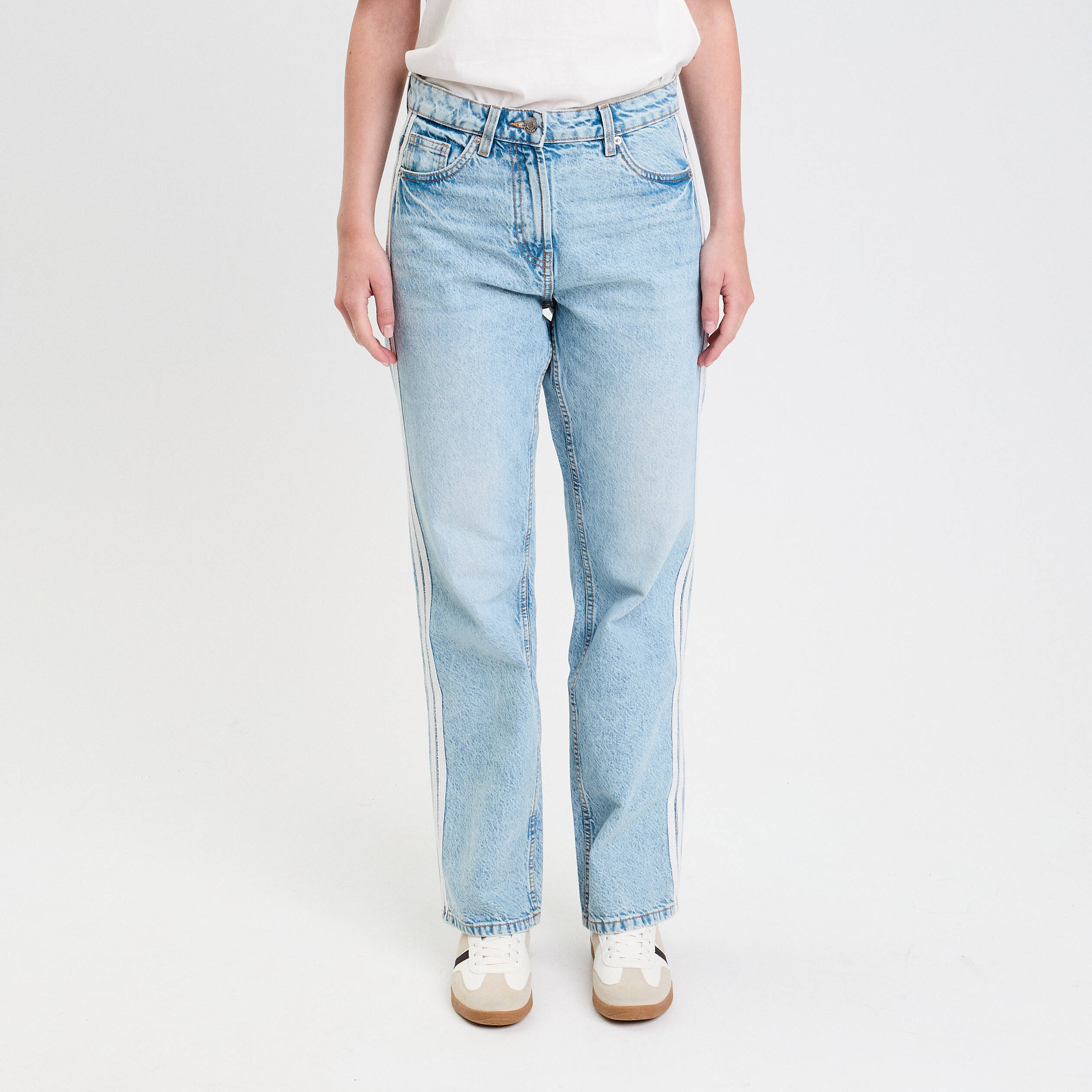 Jean droit taille standard denim triple stone femme