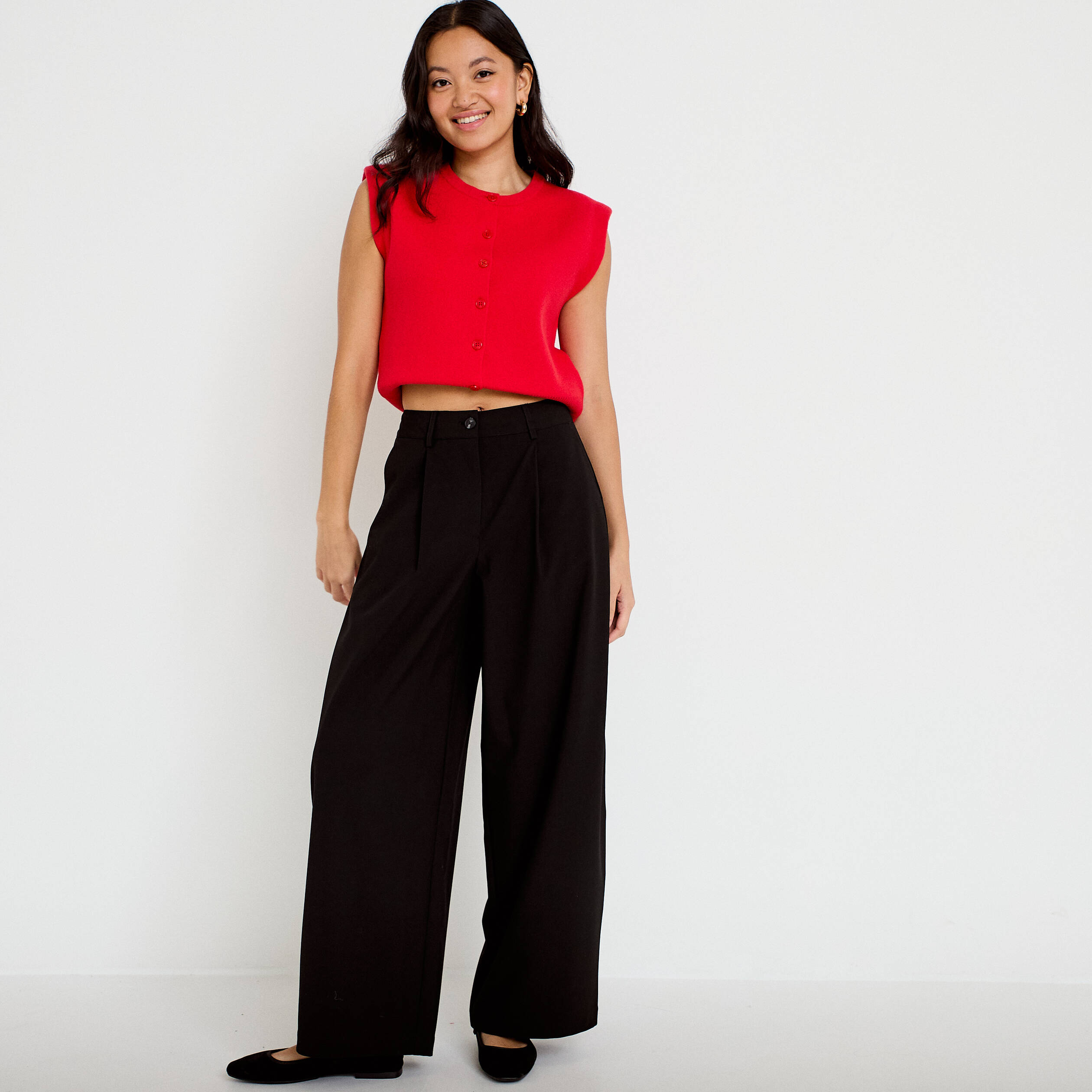 Pantalon barrel taille standard noir femme