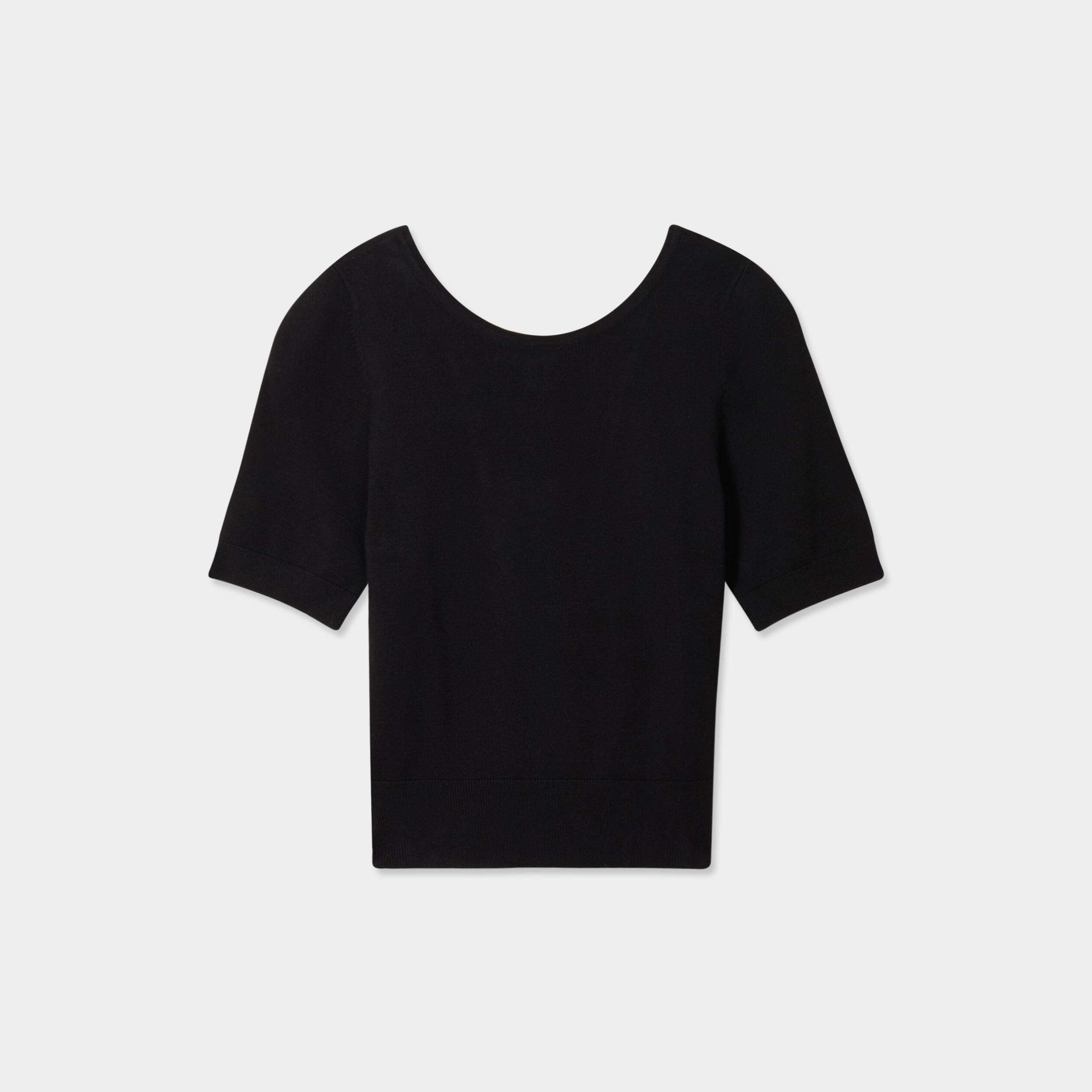 Pull manches courtes noir femme