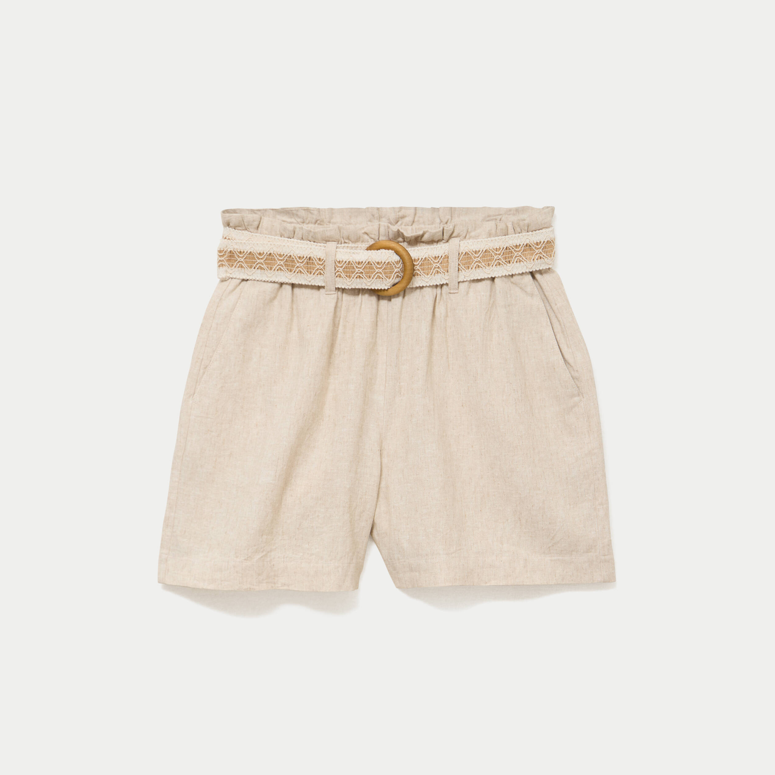 Short avec ceinture amovible beige femme